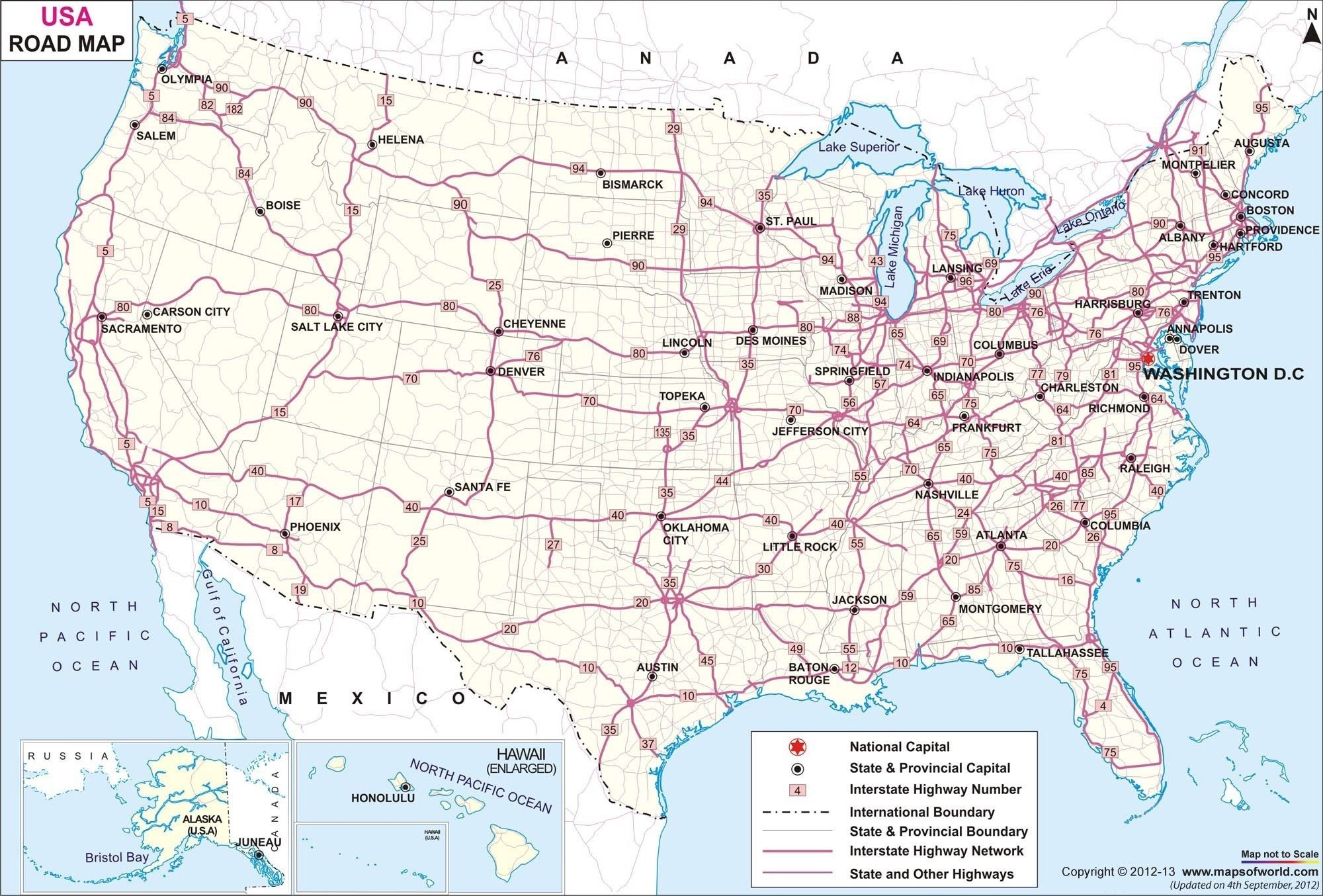 Printable State Road Maps USA