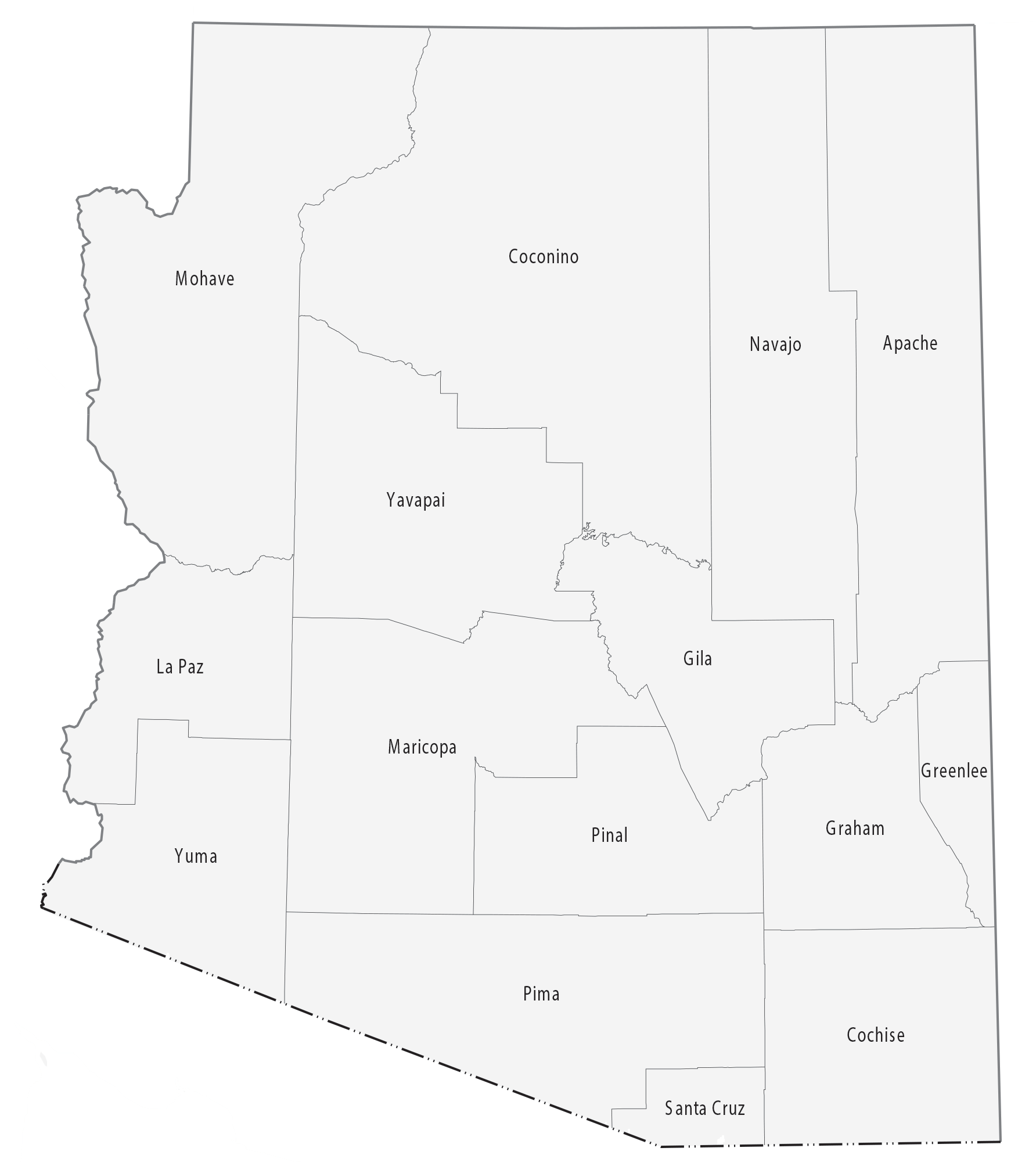 Arizona Counties Map Printable