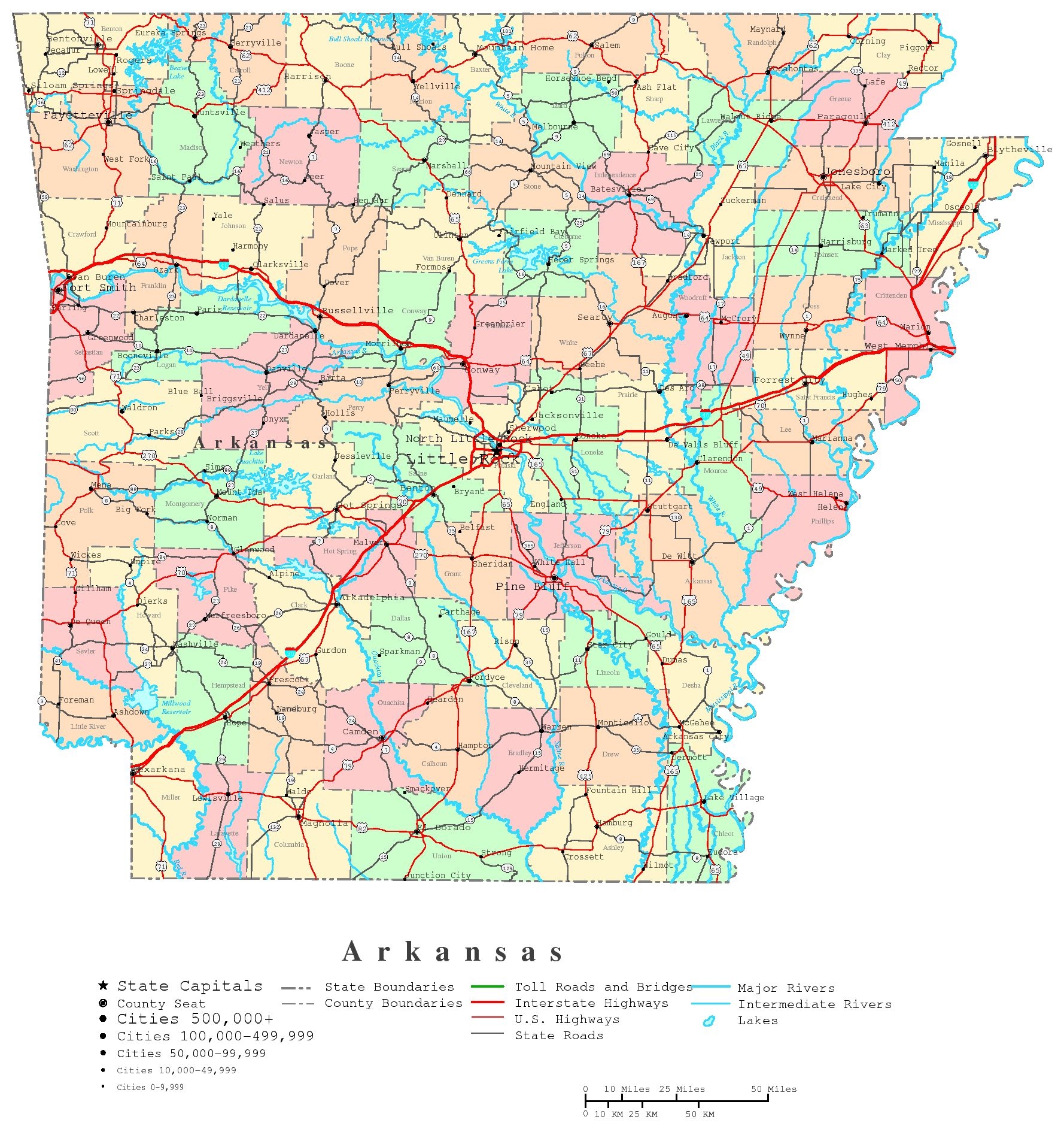 Free Printable Arkansas State Maps