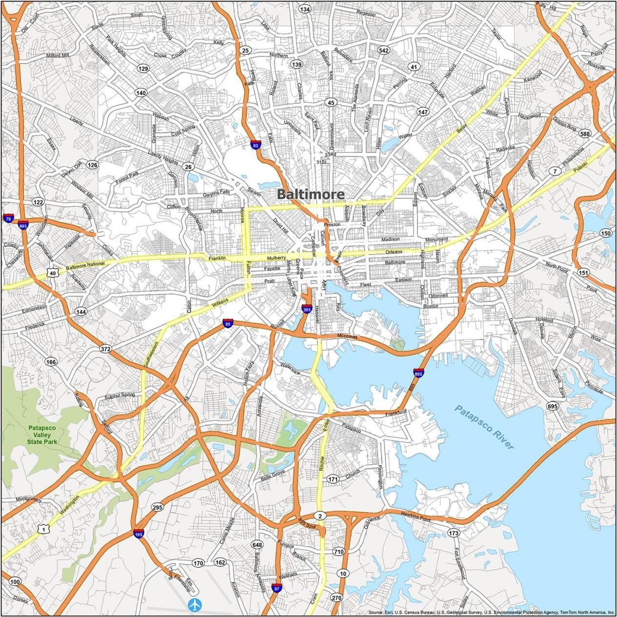 Printable Street Map Of Baltimore