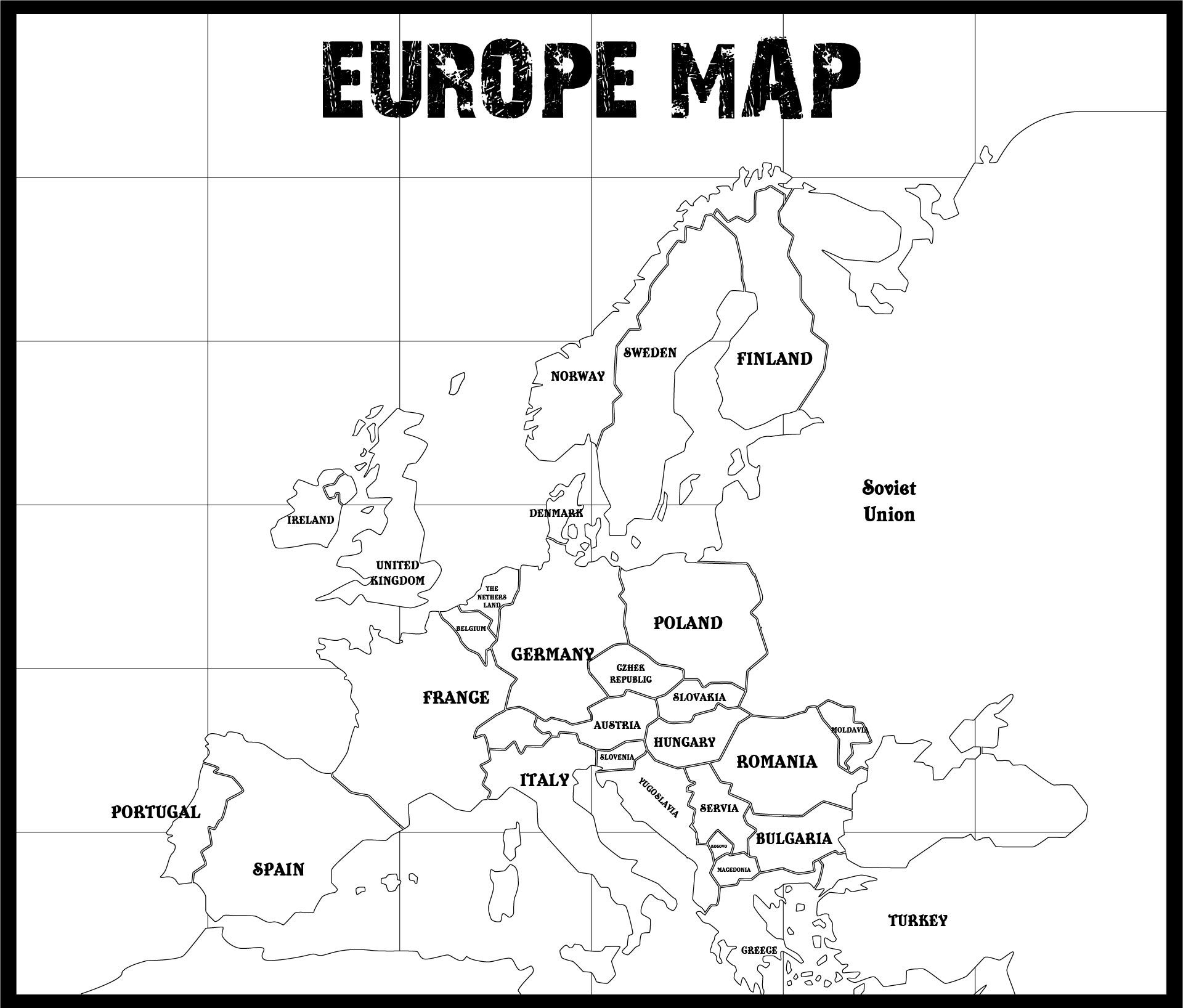 Printable Labeled Map Of Europe Wwii