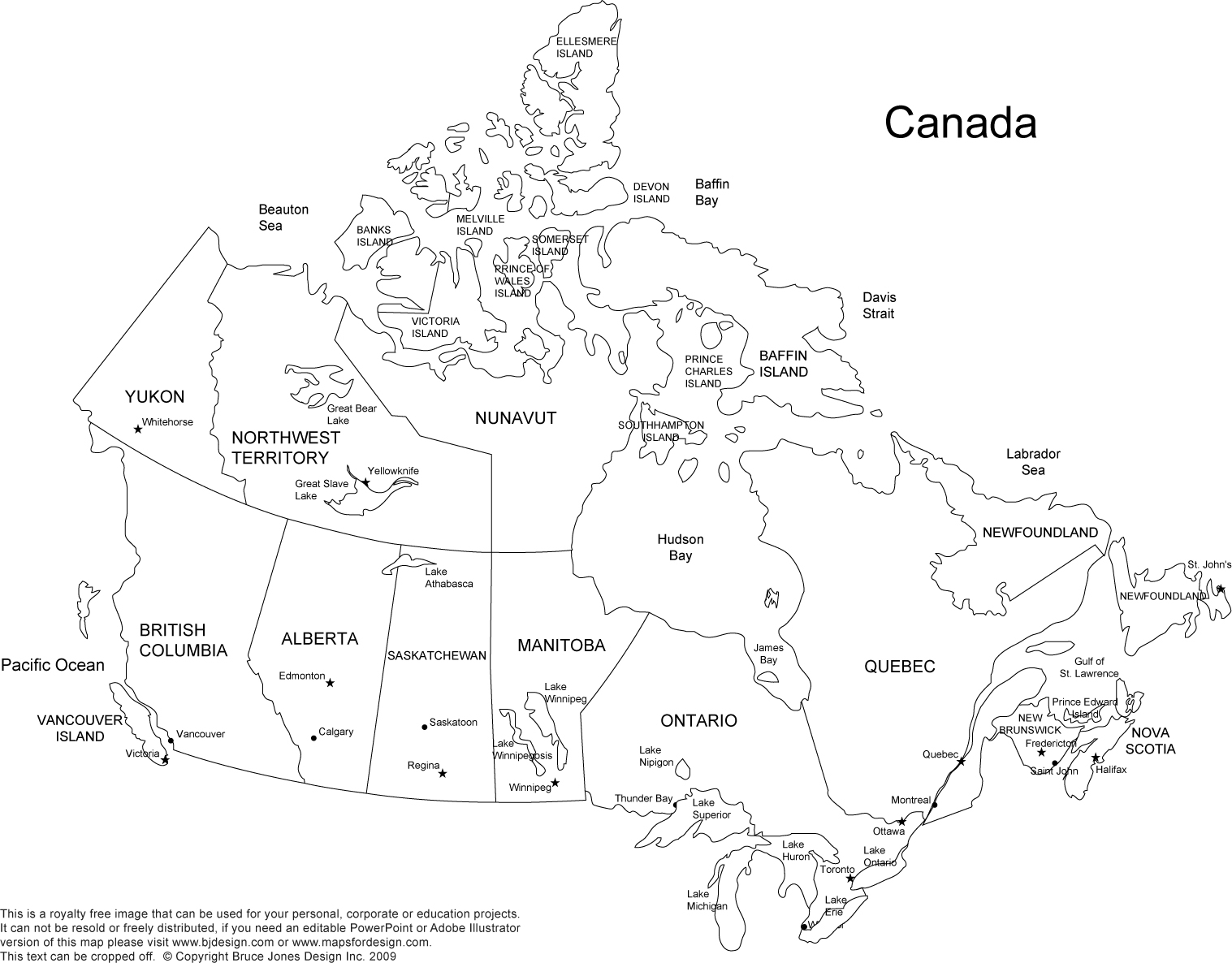 Printable Canada Provinces And Territories Map