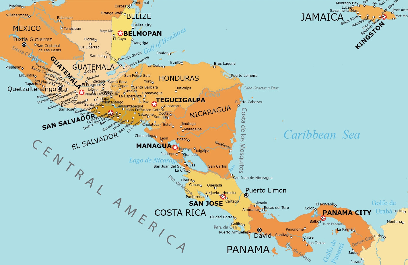 Printable Map Of Central American Countries