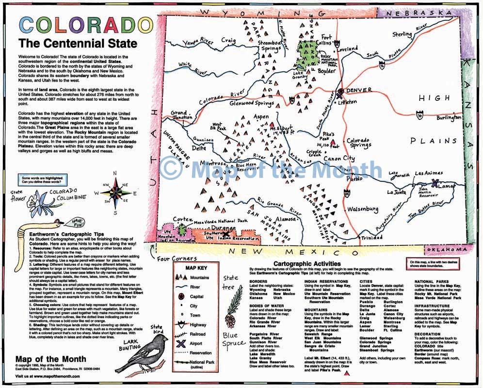 Printable Map Of Colorado For Kids