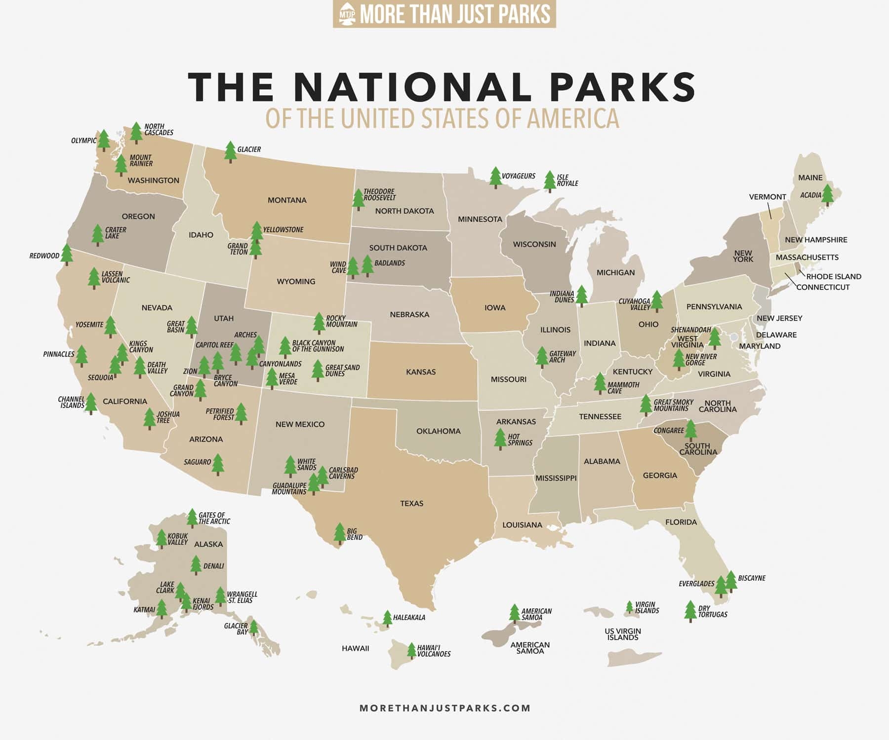 Map Of National Parks In USA