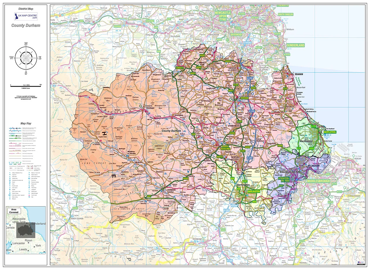 Printable Map UK Durham