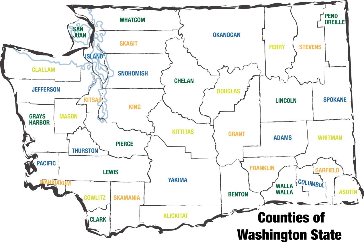 Printable Washington State Map With Counties
