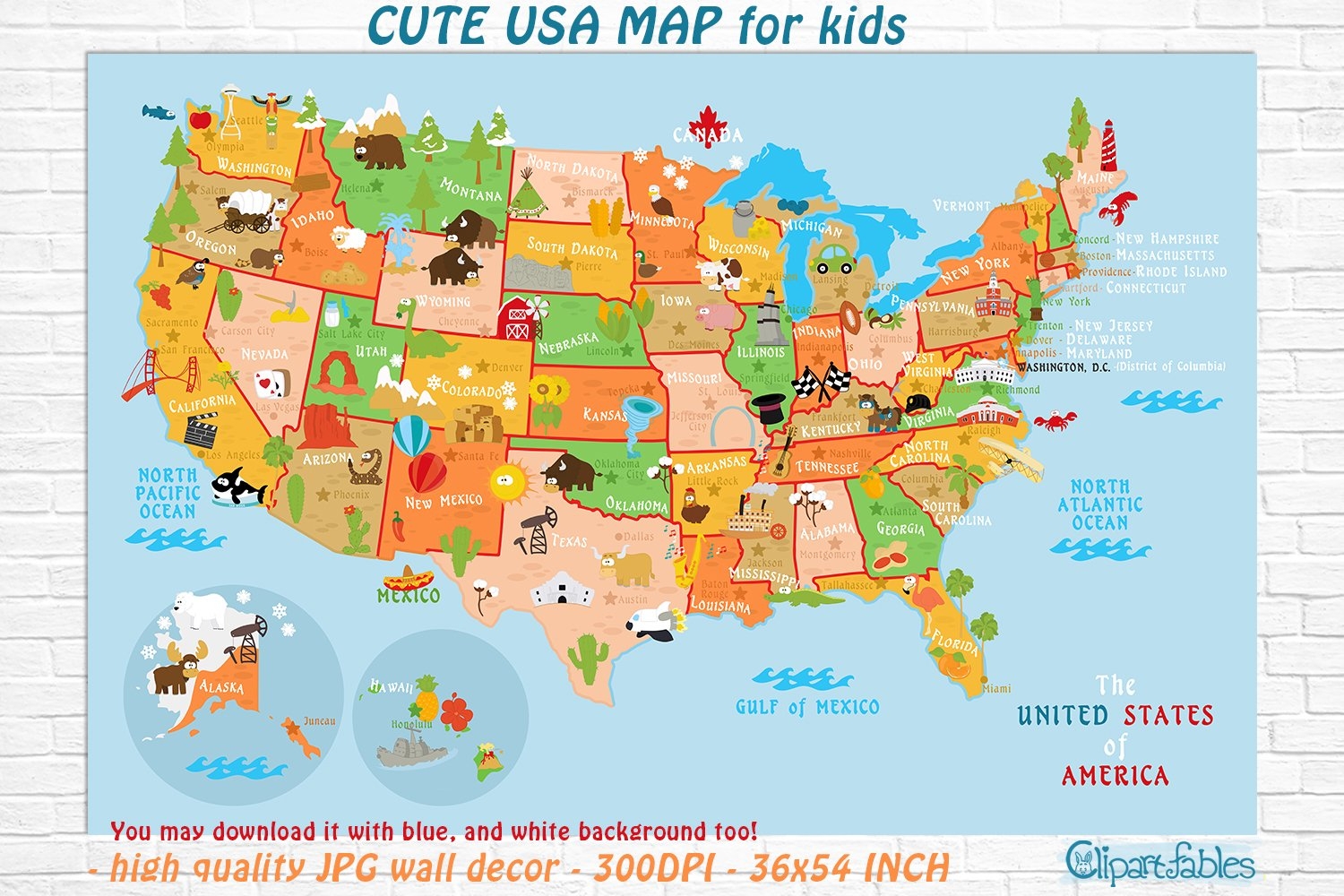 Printable USA Map For Kindergarten