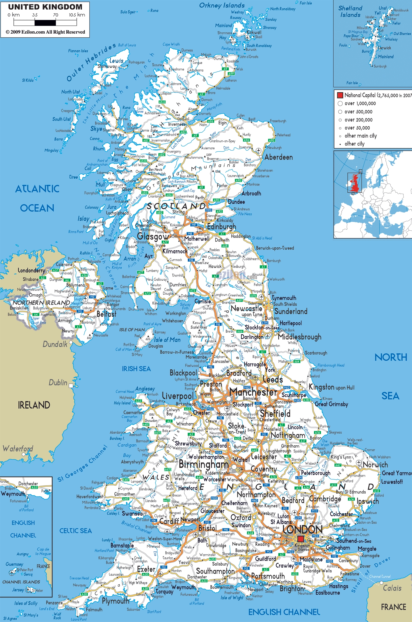 Printable Map England UK