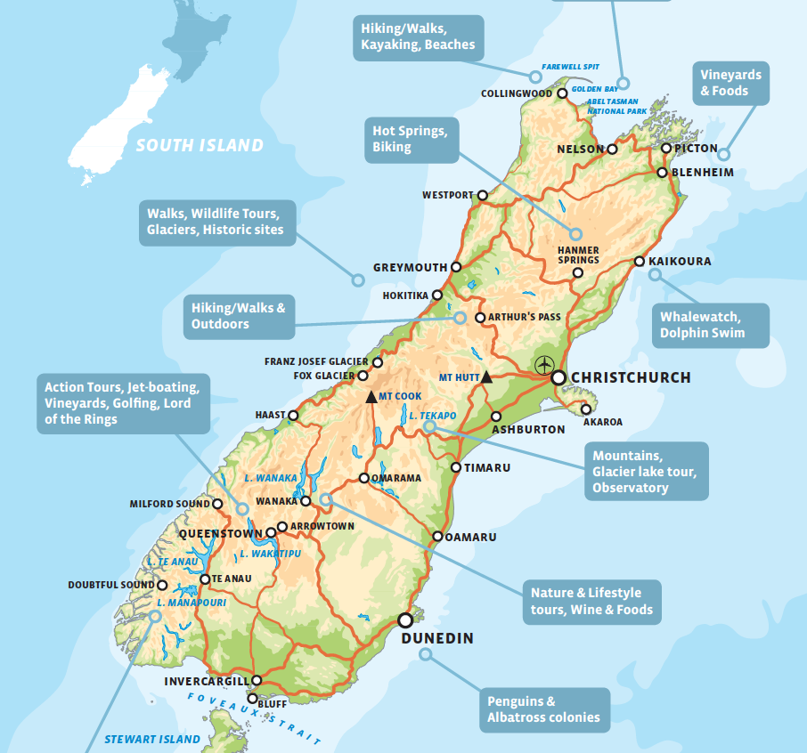 South Island Map Printable
