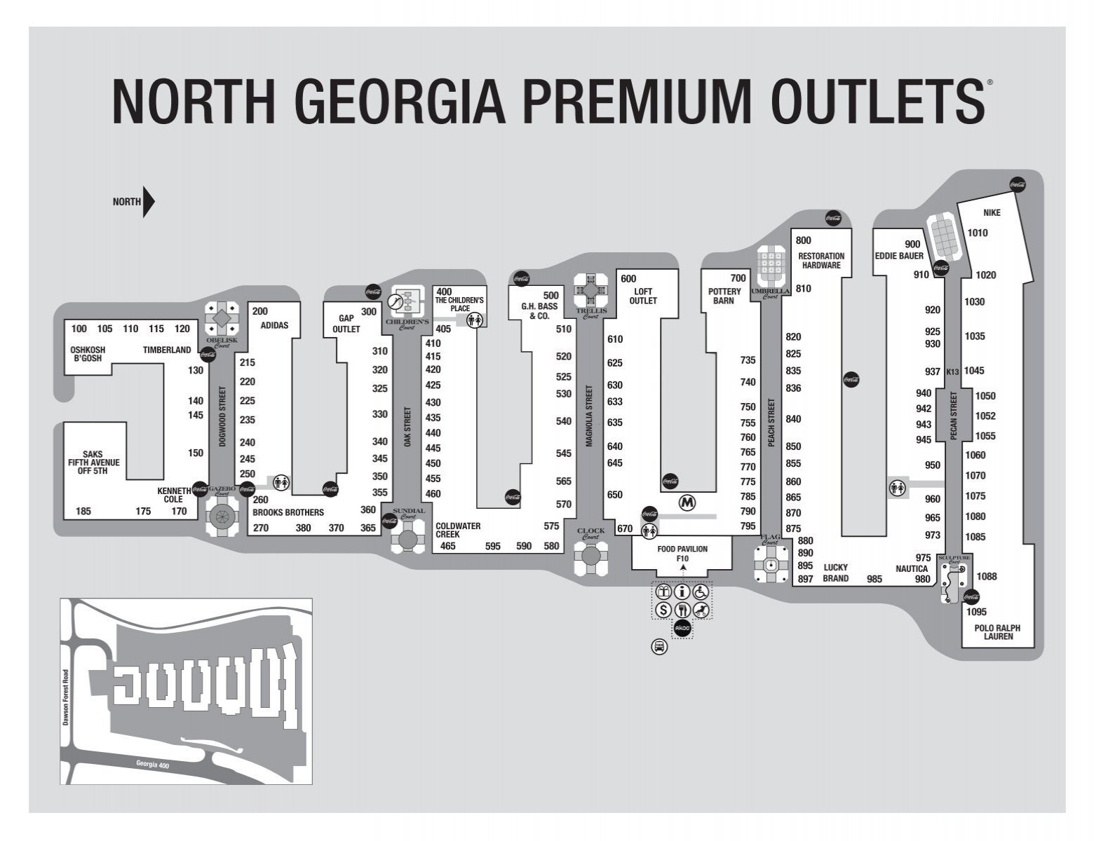 Tampa Premium Outlet Mall Printable Map