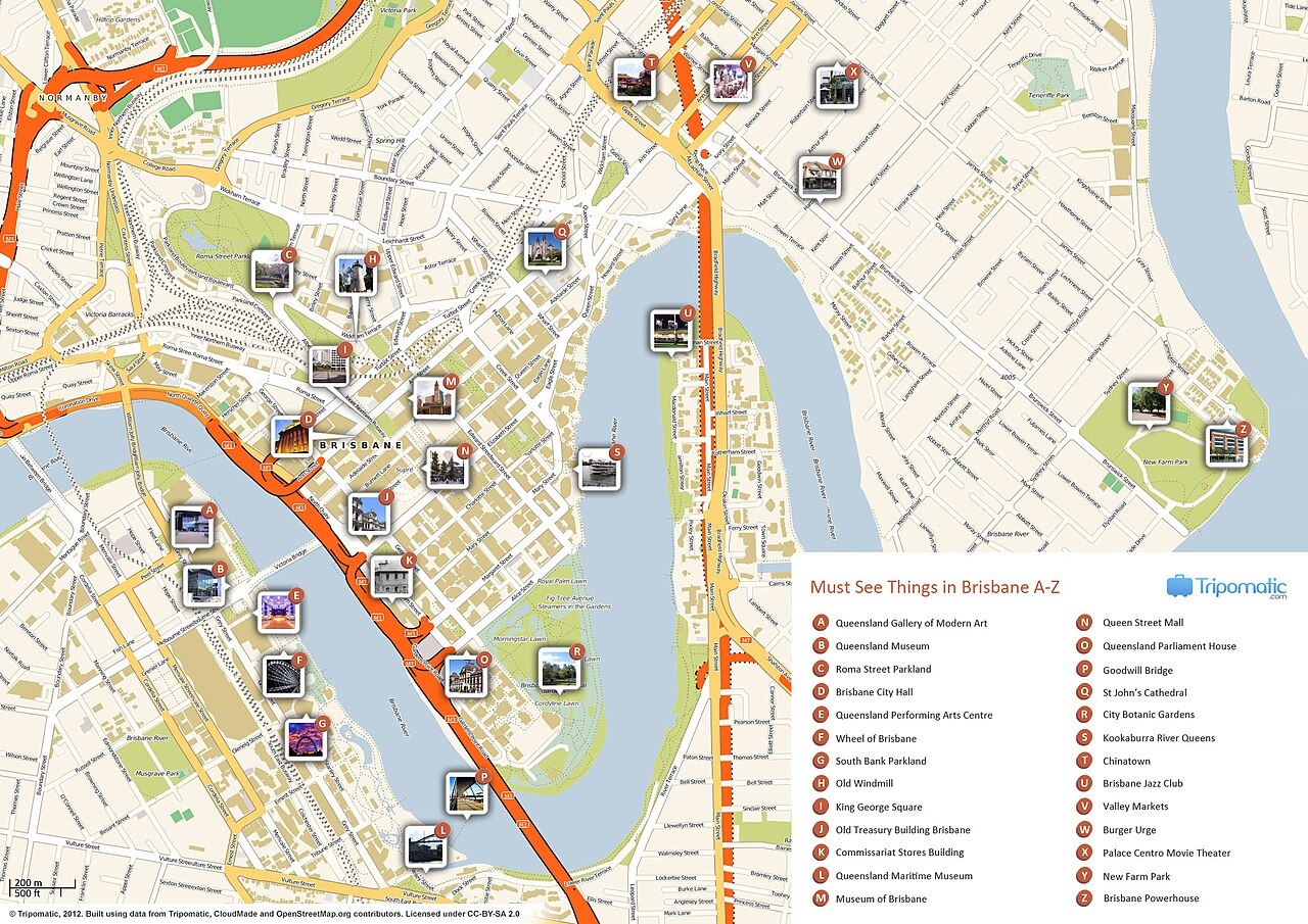 Brisbane Tourist Map Printable