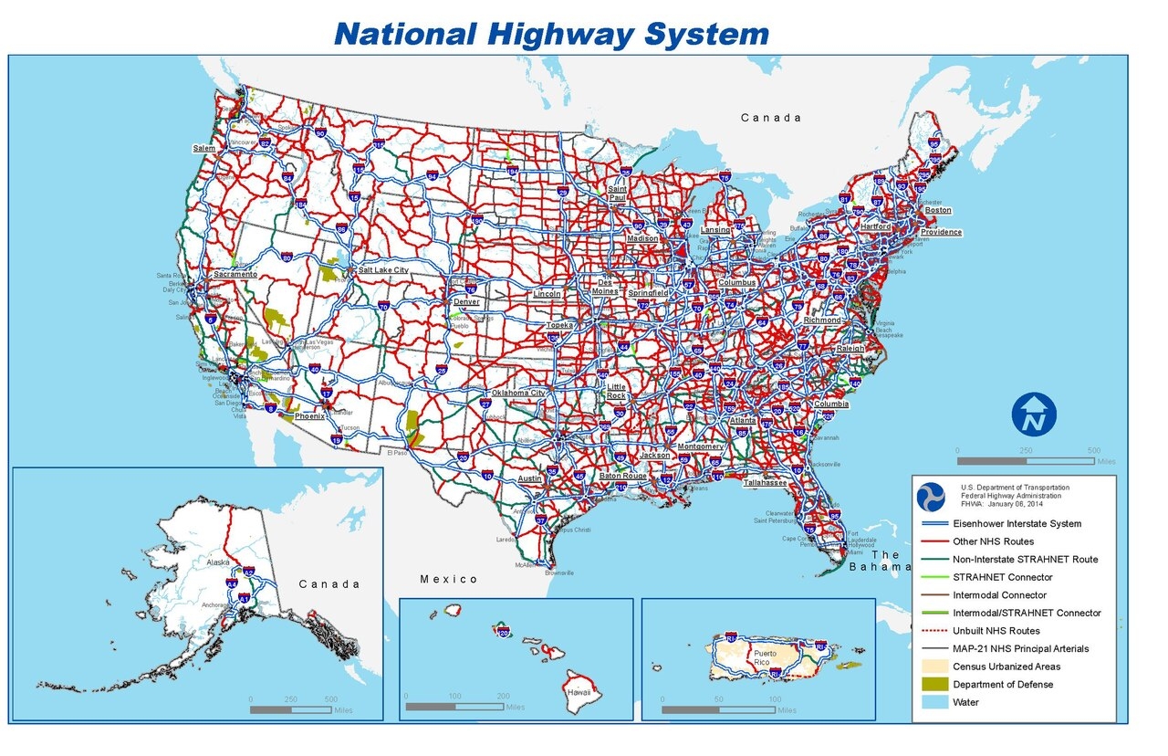 Us Highways Printable Map