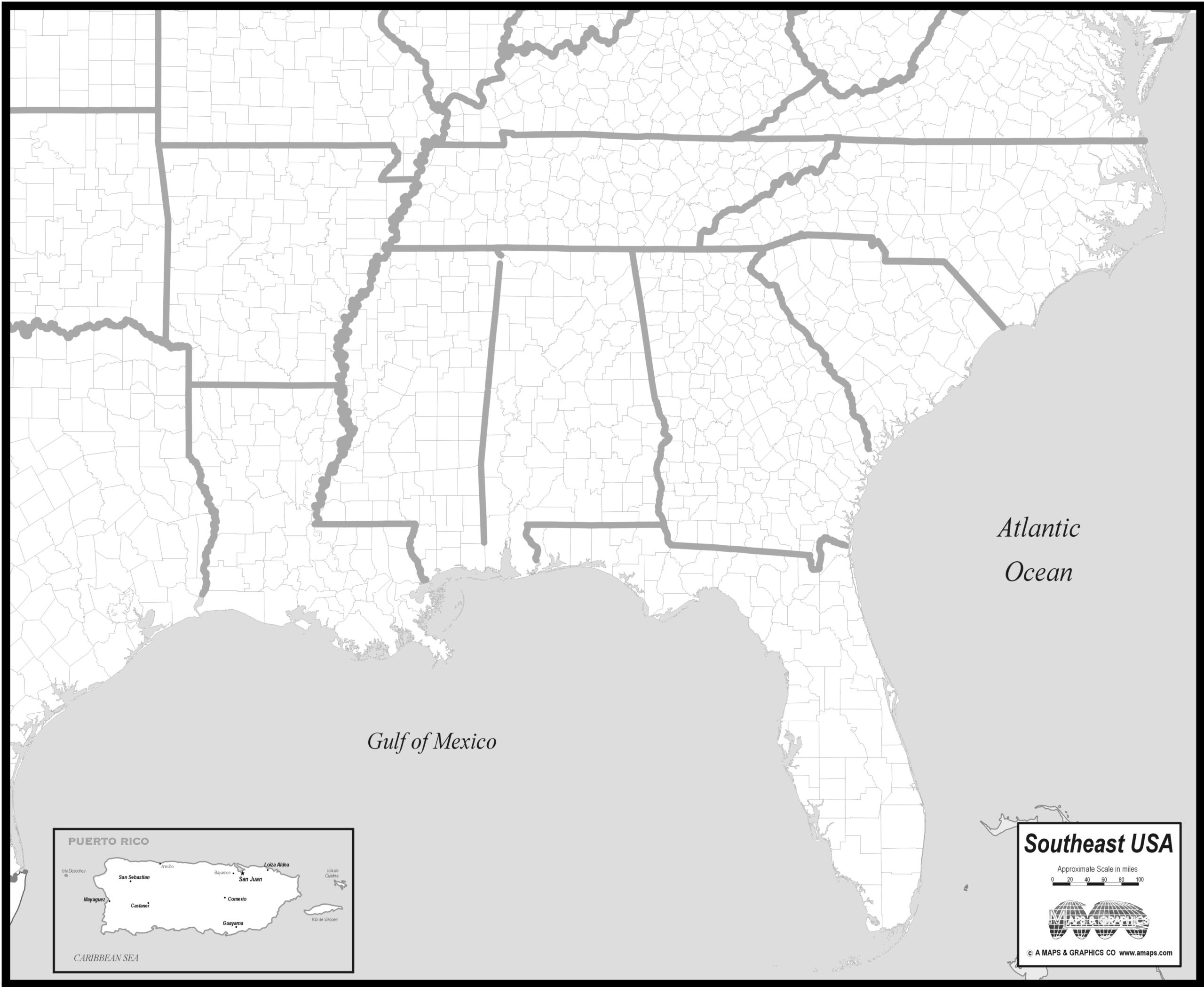 Free Printable Map Of Se USA
