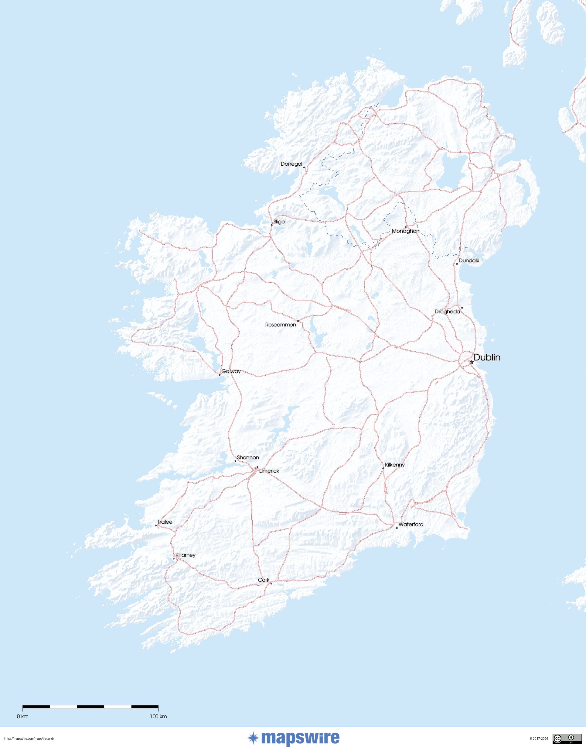 A4 Printable Map Of Ireland