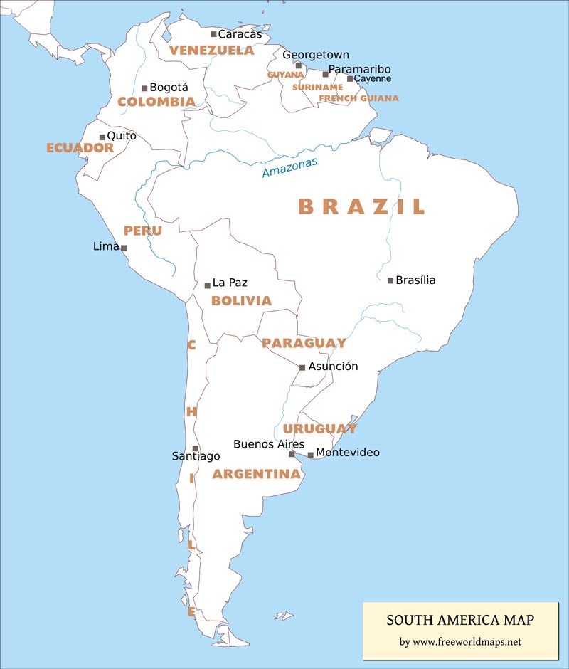 Free South America Printable Map