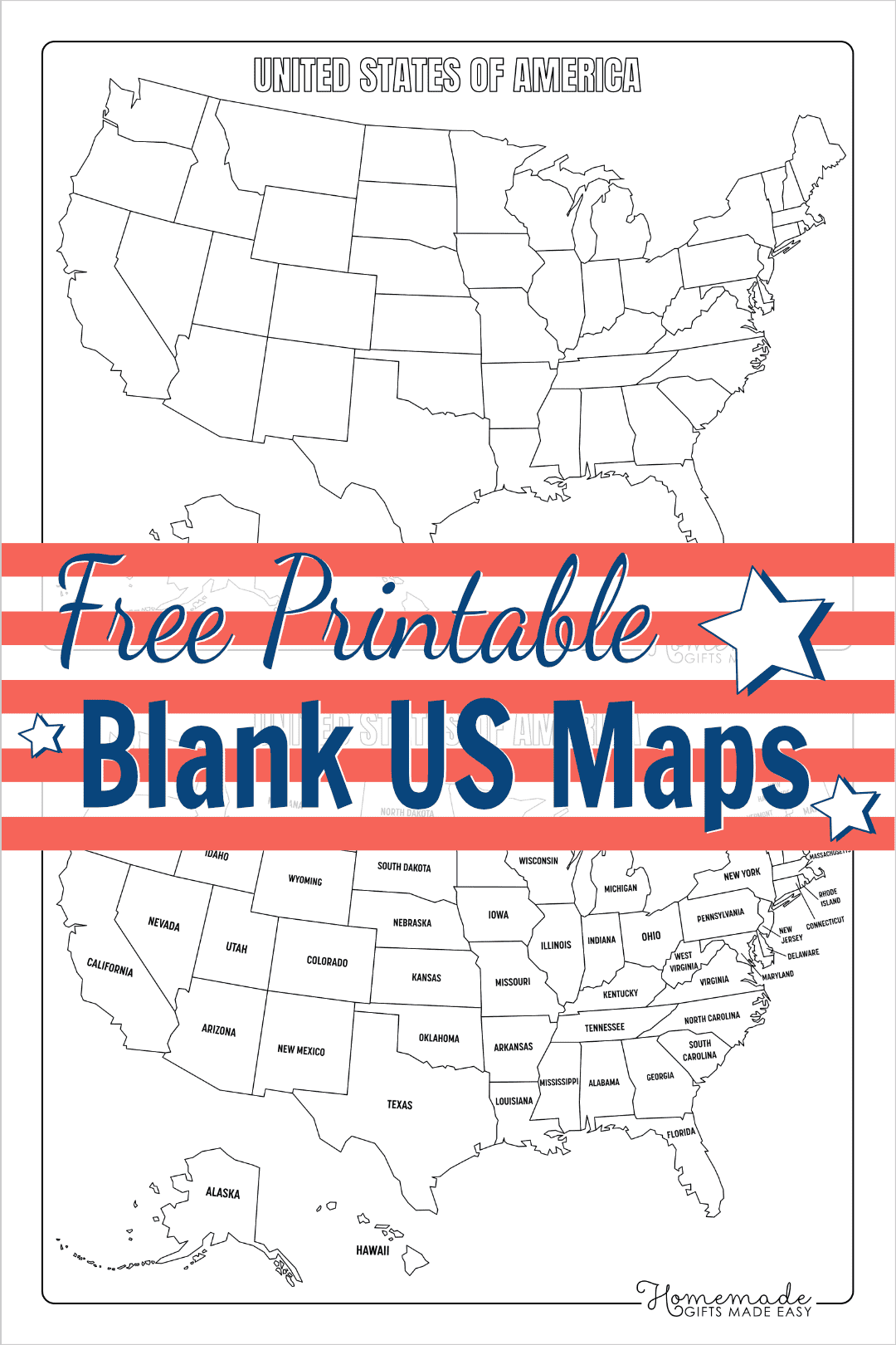 Free Printable Blank Map Of USA