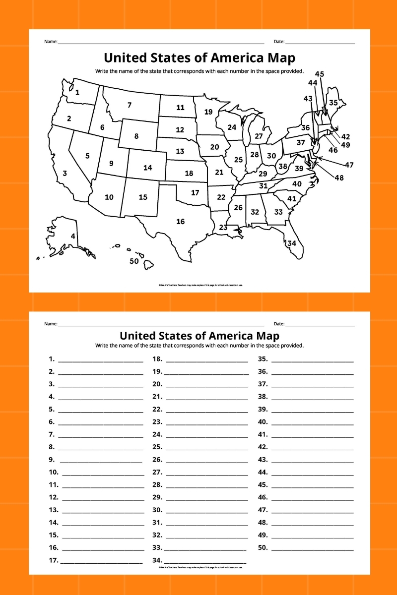 Printable Games USA Map