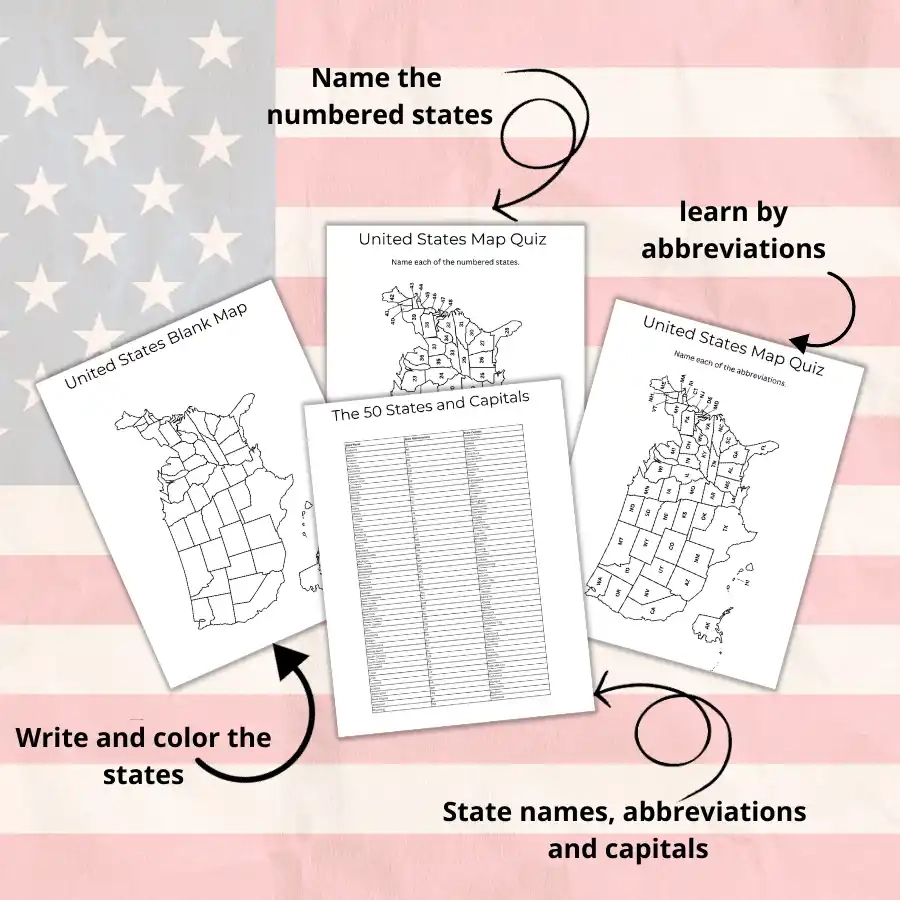 USA States Map Quiz Printable