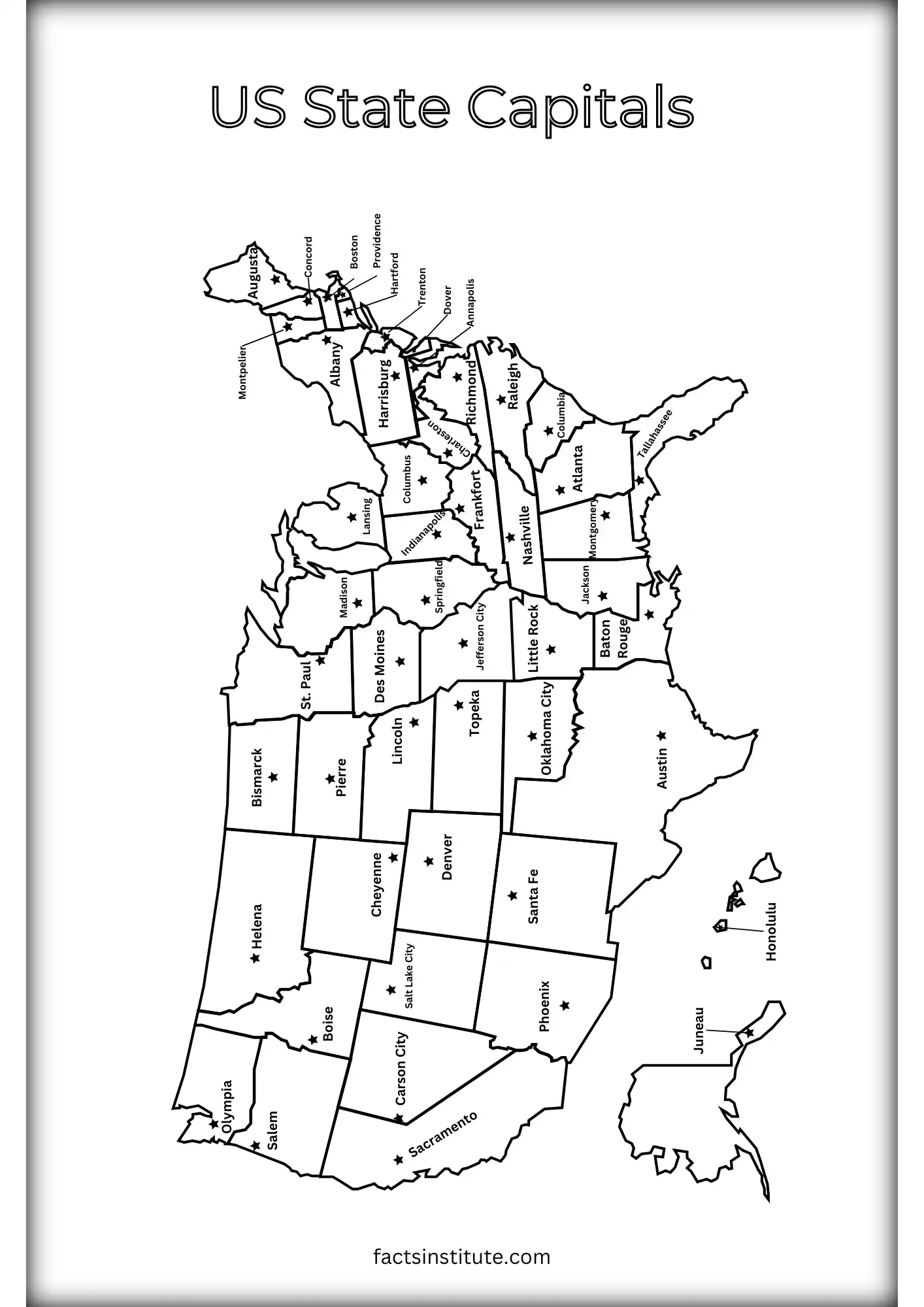 Map Of States Printable With Capitals