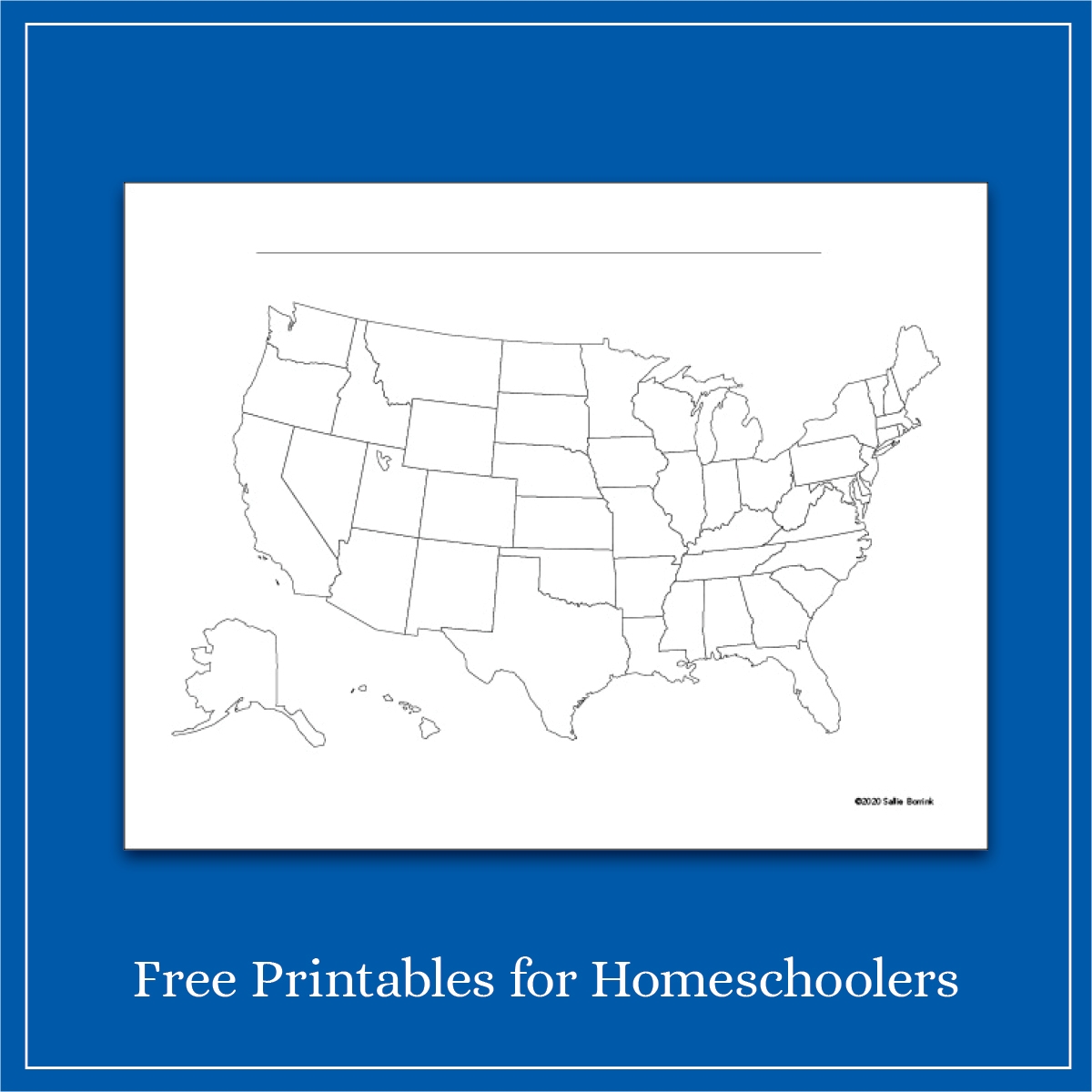 USA Map Homeschool Image Printable