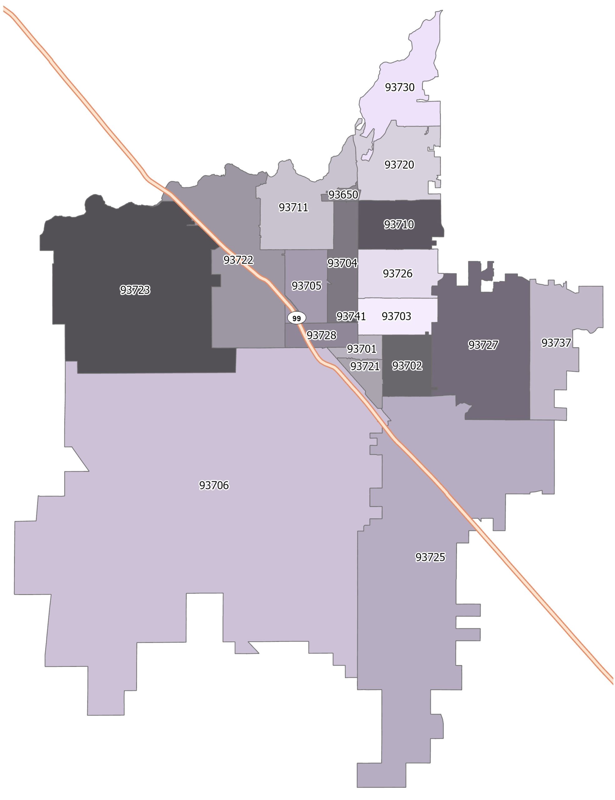 Printable Zip Code Map Fresno Ca