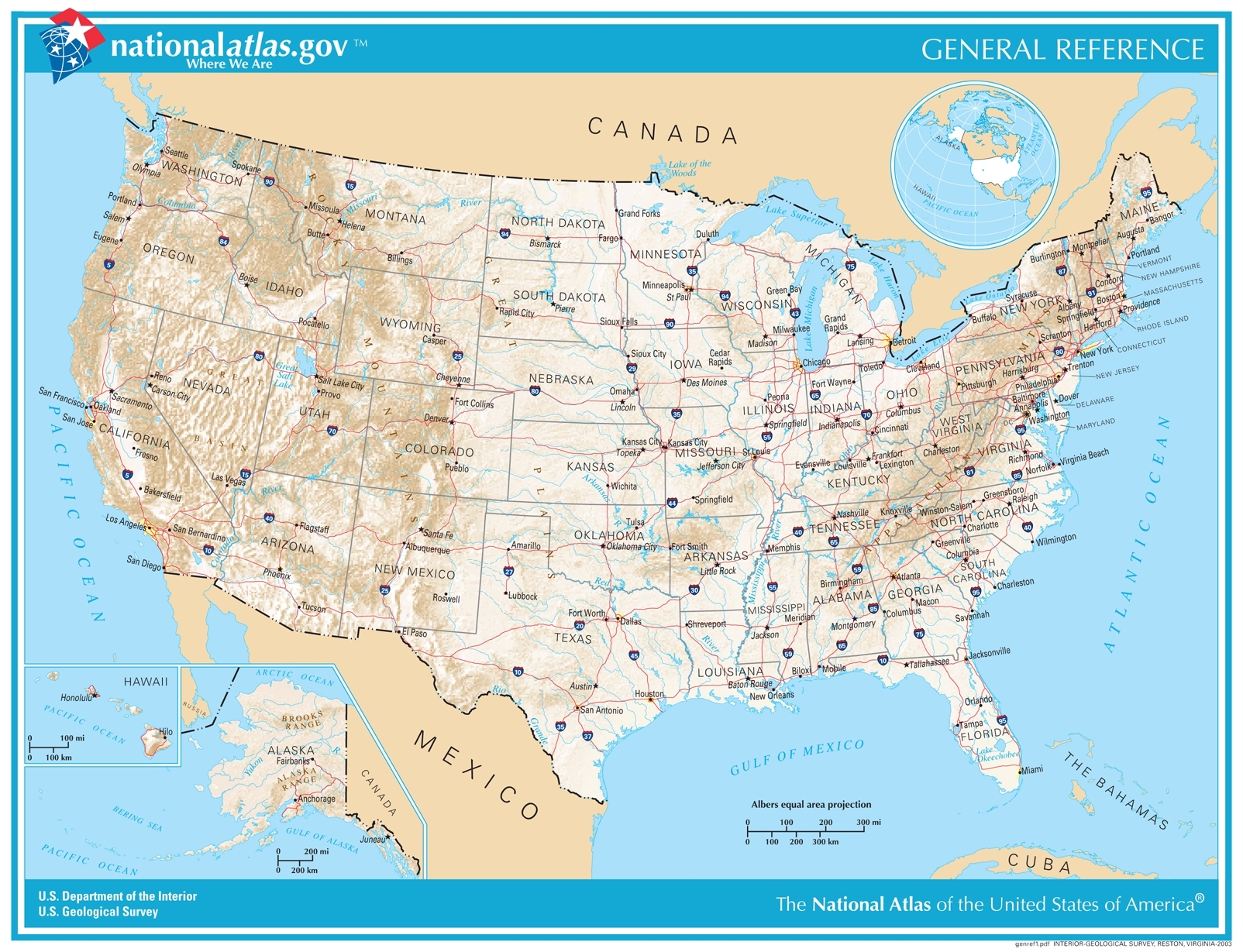 Map Of USA Printable With Cities