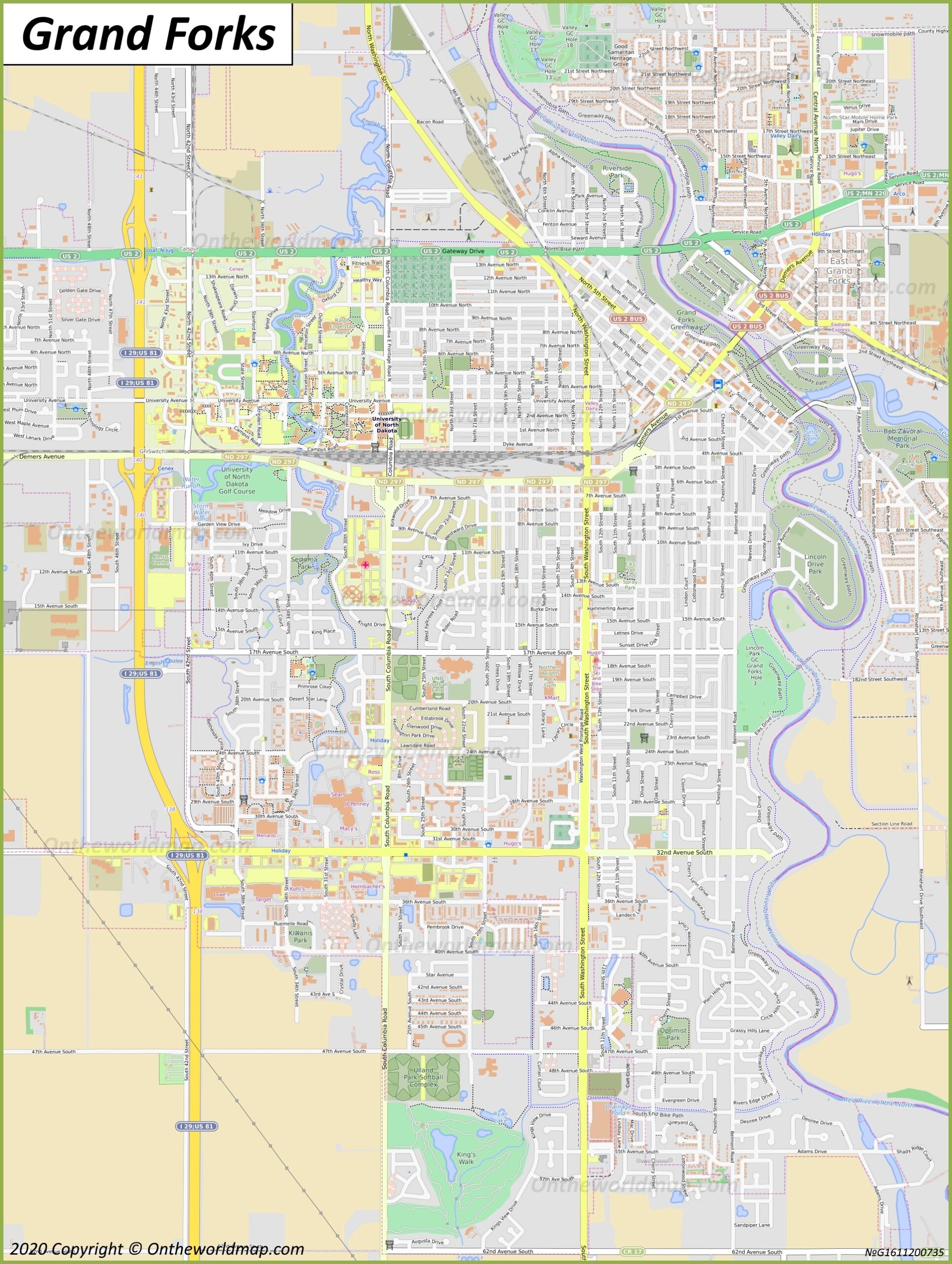 Printable Map Of Grand Forks