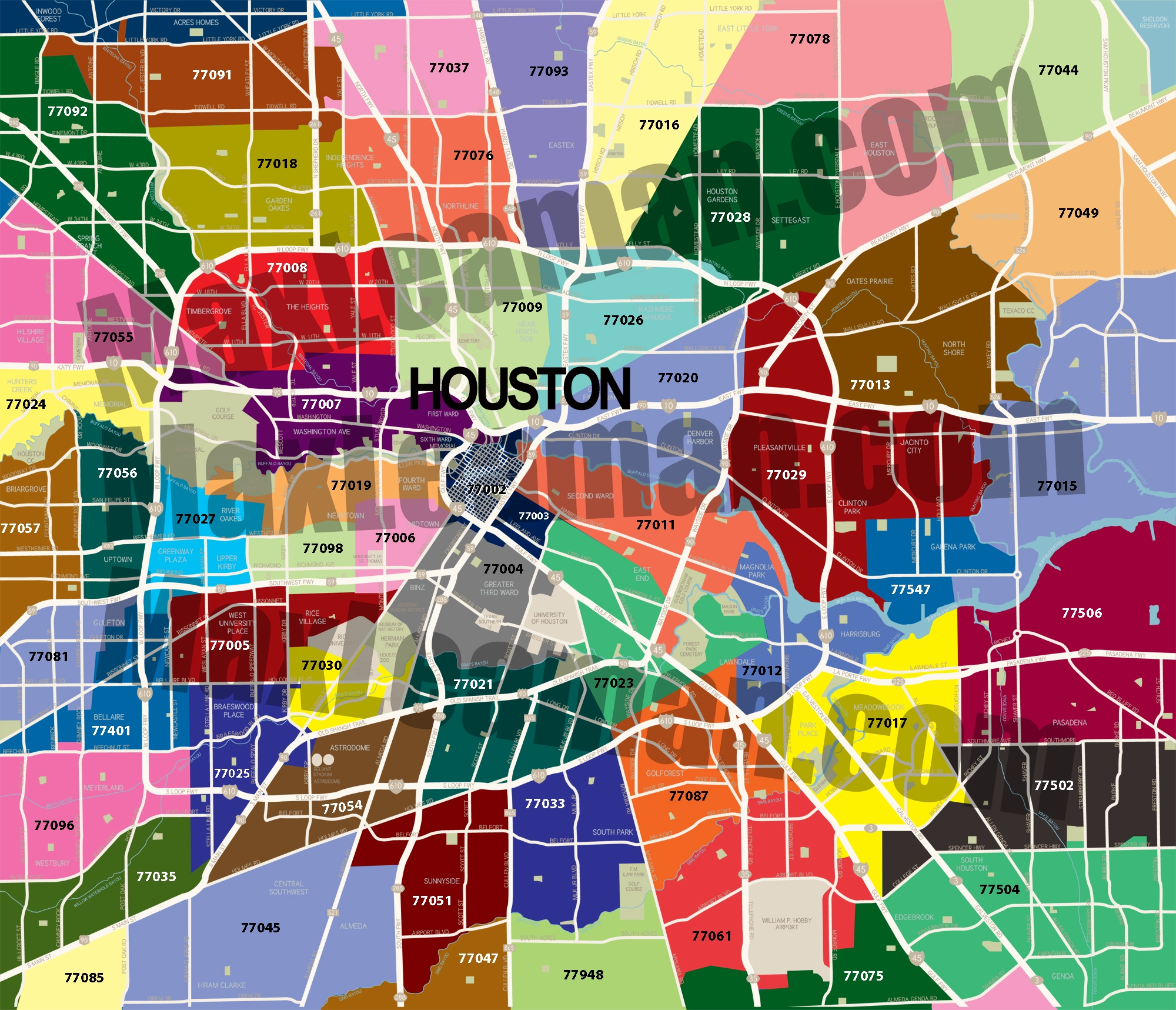 Harris County Zip Code Map Printable