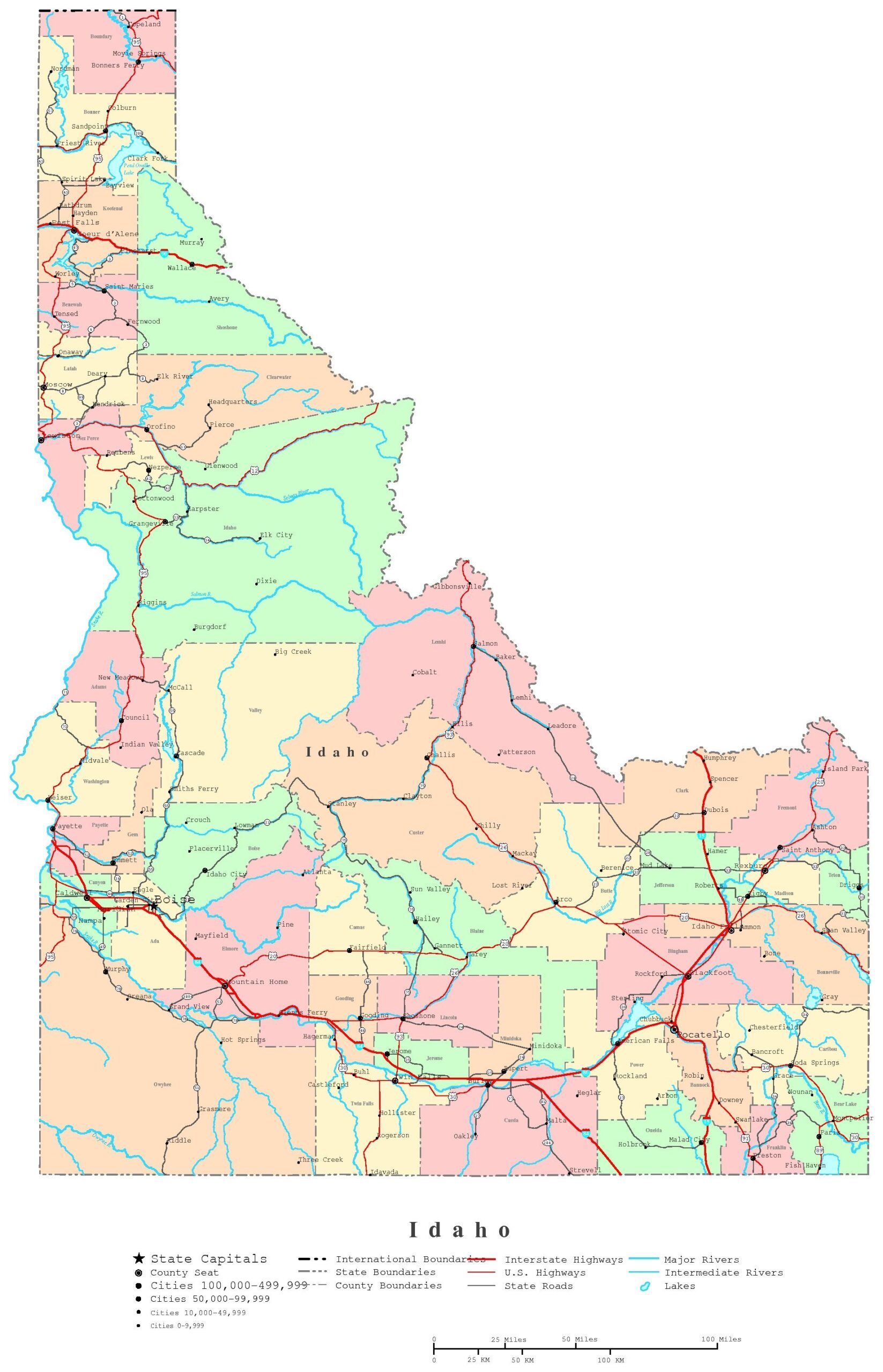Free Printable Idaho State Outline Maps