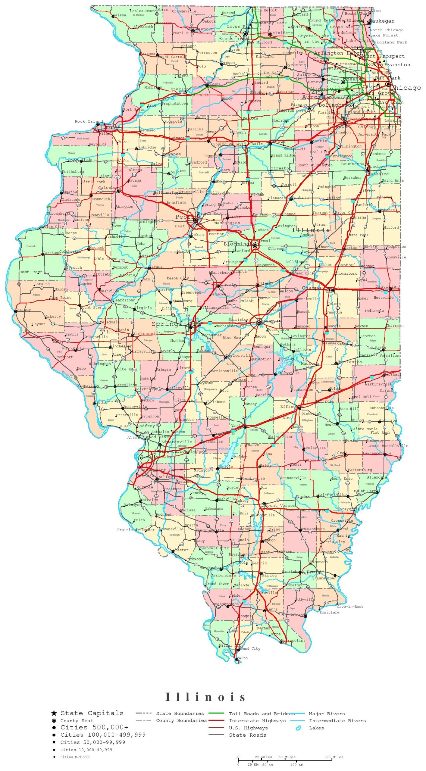 Illinois Printable Map