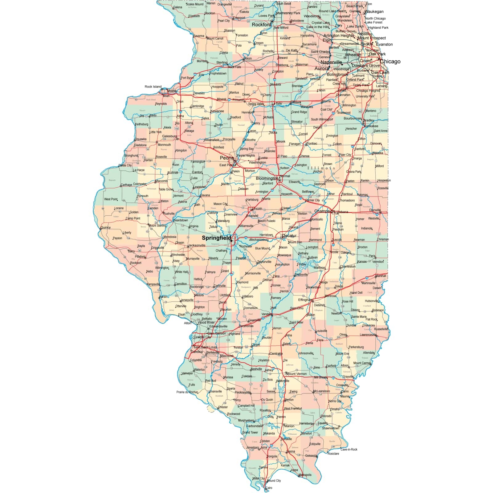 Illinois Road Map Printable