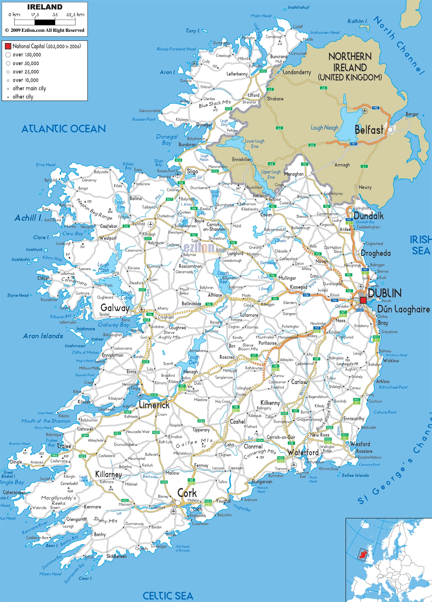 Ireland Road Map Printable
