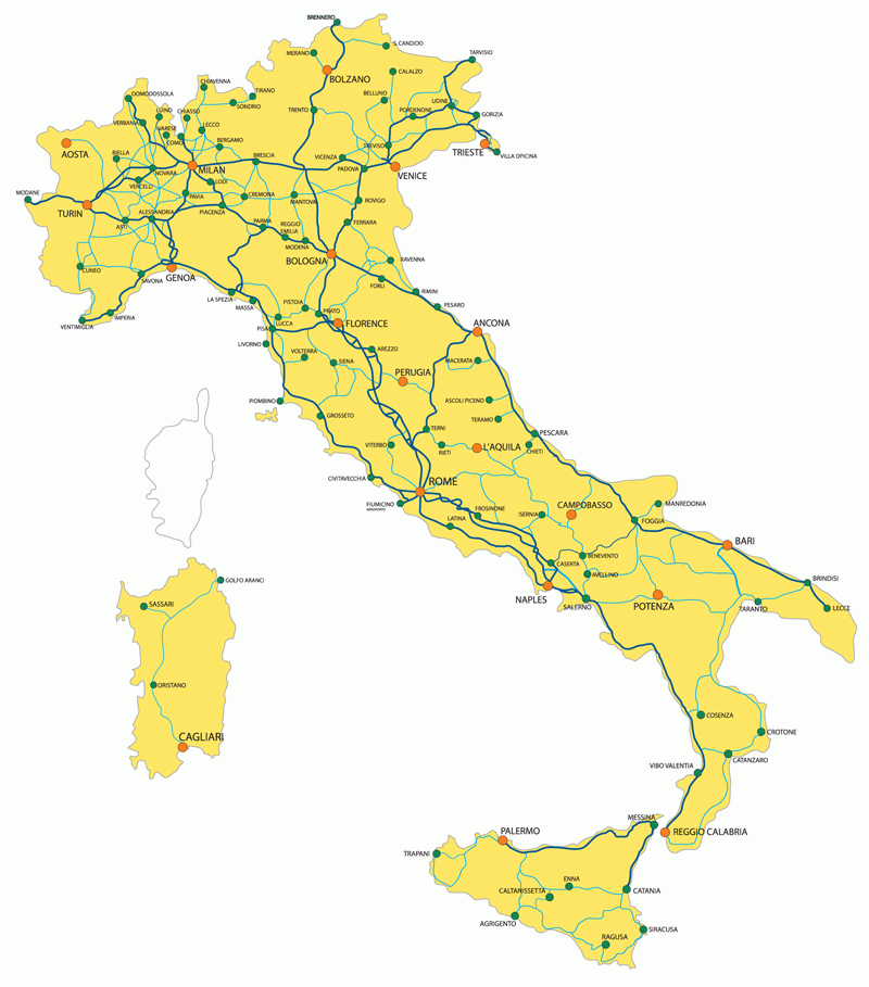 Printable Italy Train Map