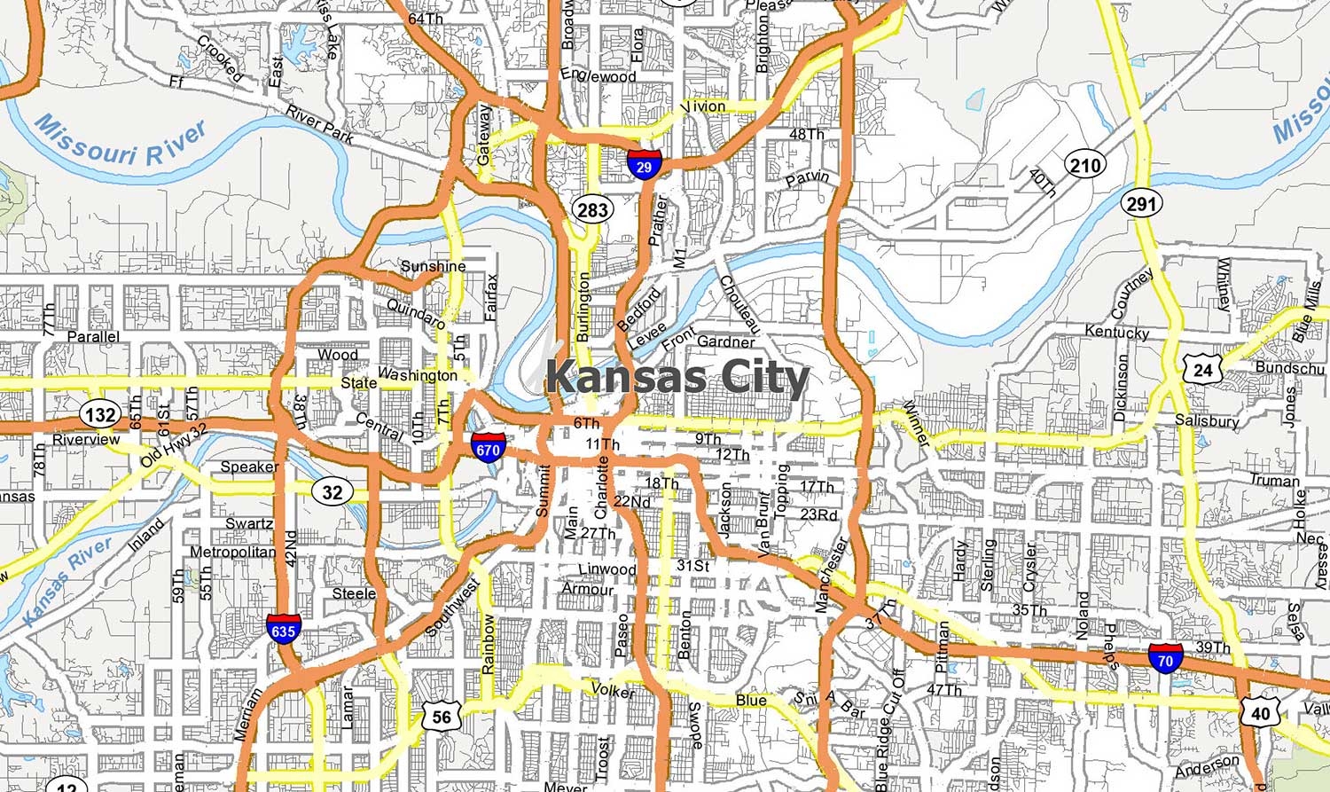 Printable Map Of Kansas City