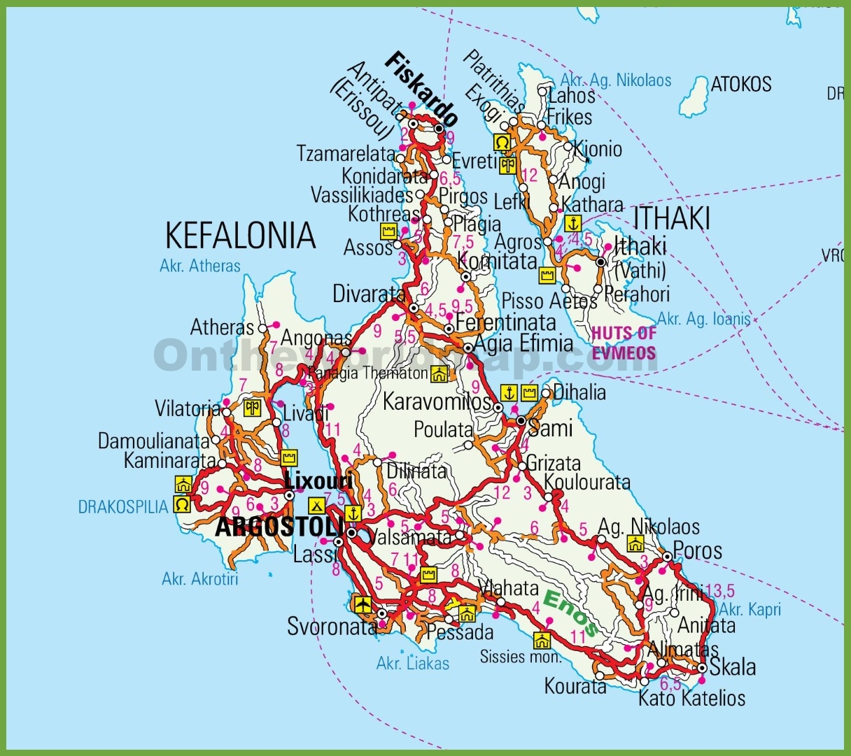 Printable Road Map Of Kefalonia