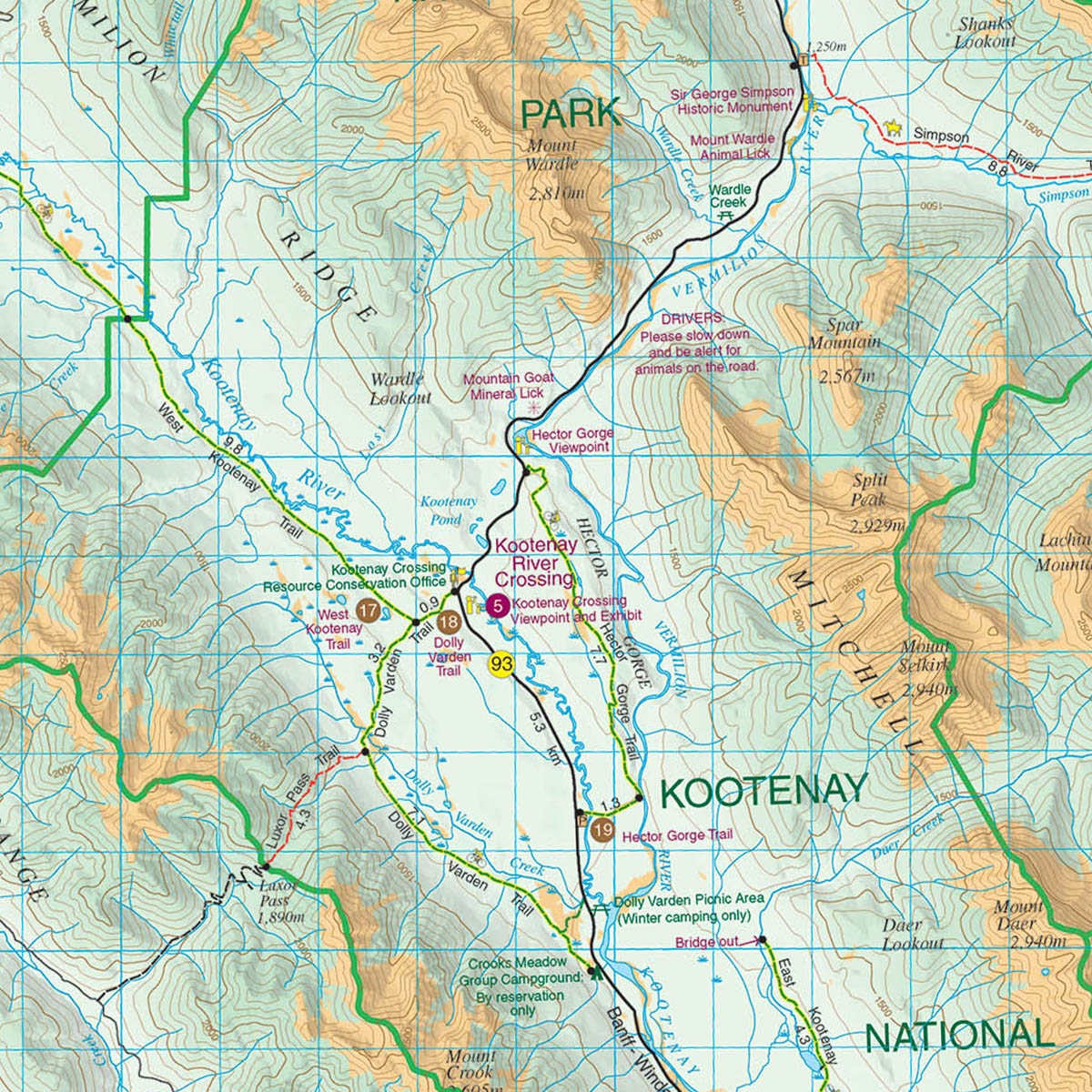 Map Of Kootenay National Park