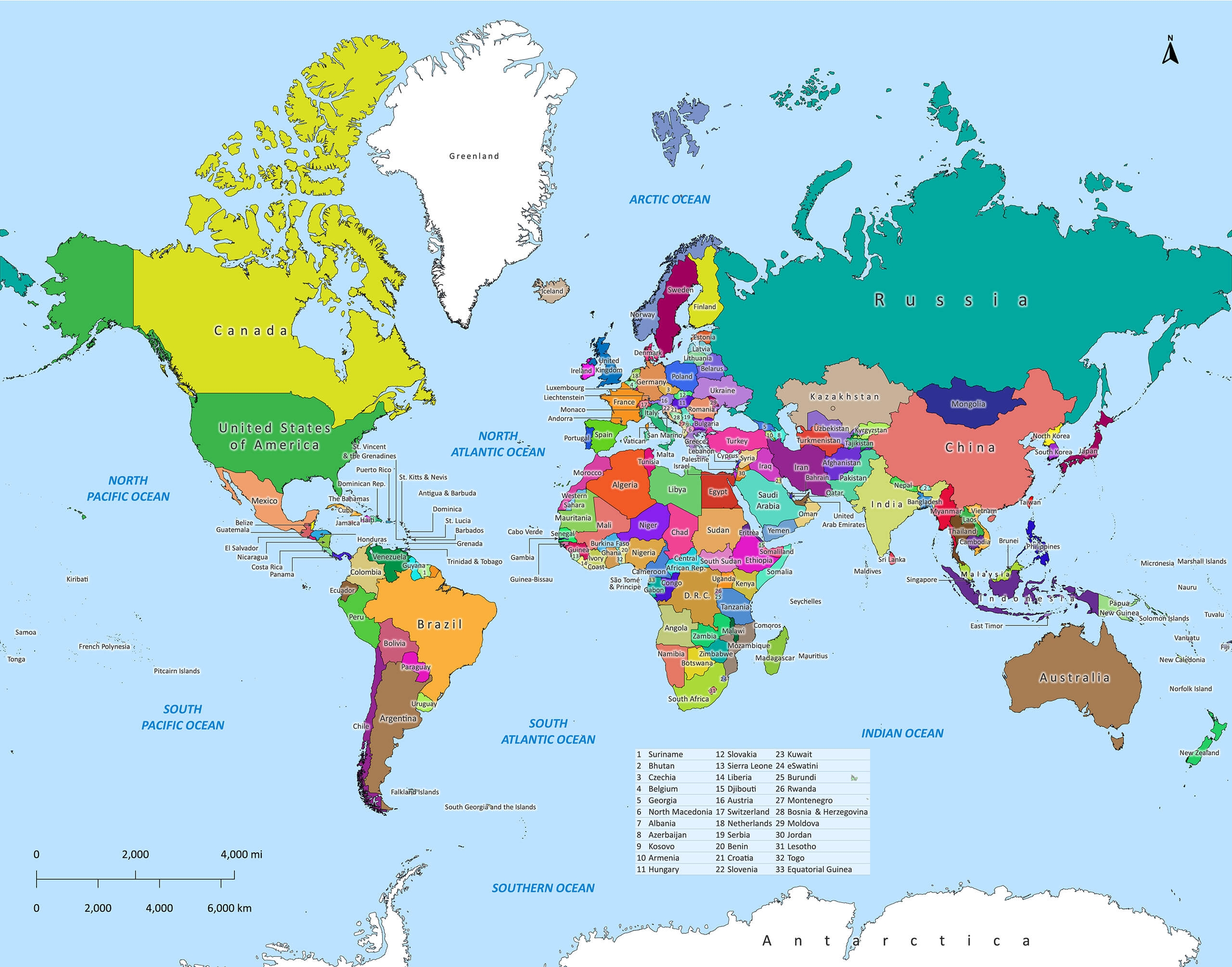 Printable World Map With Countries