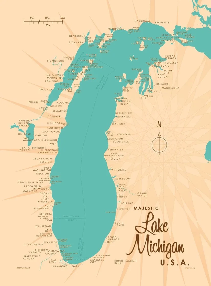 Printable Map Of Lake Michigan