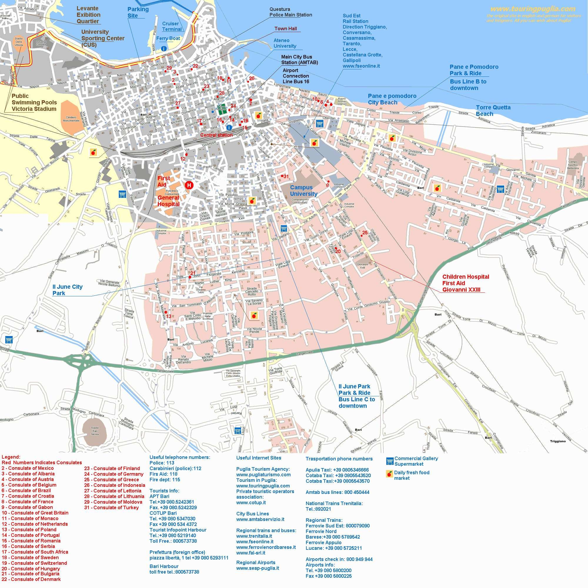 Printable Map Of Bari Italy