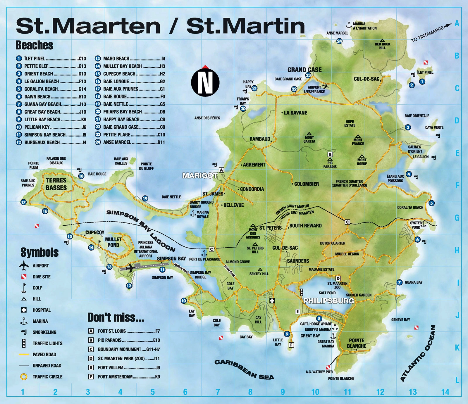 Printable Road Map Of St Maarten