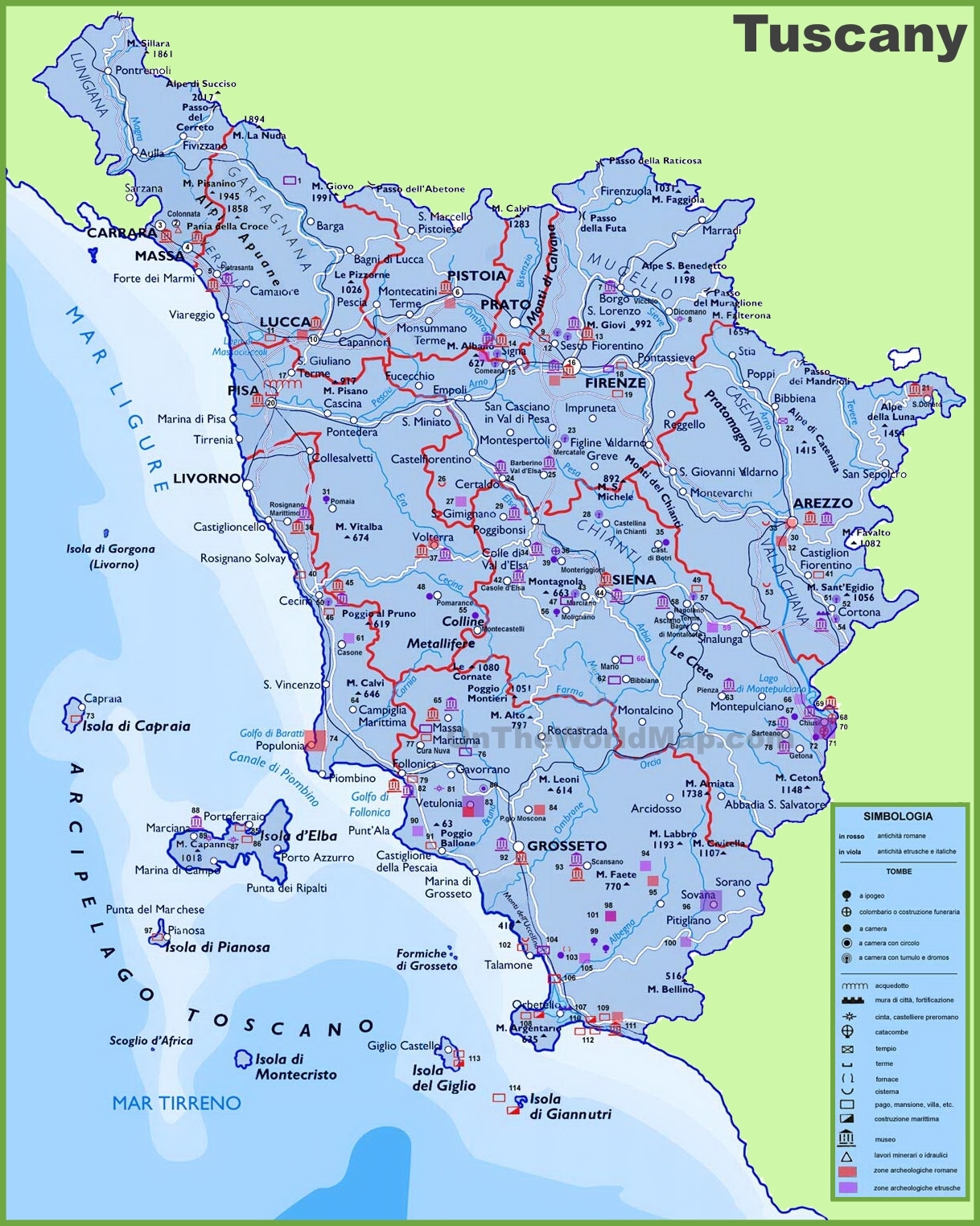 Printable Road Map Of Tuscany