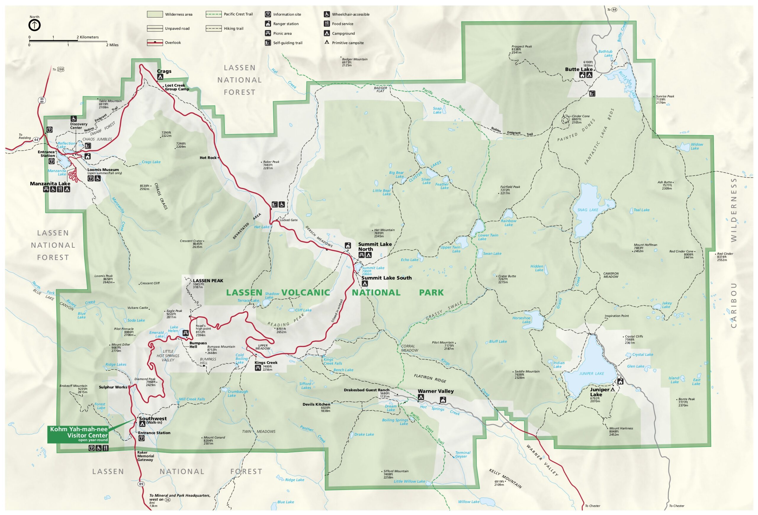 Lassen Volcanic National Park Trail Map
