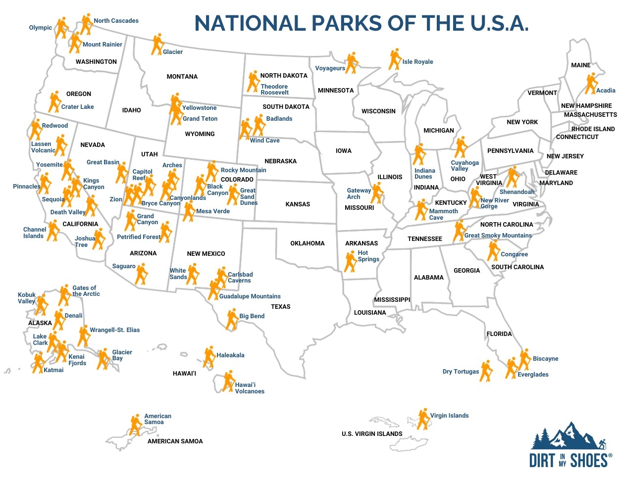 Printable National Park Map USA