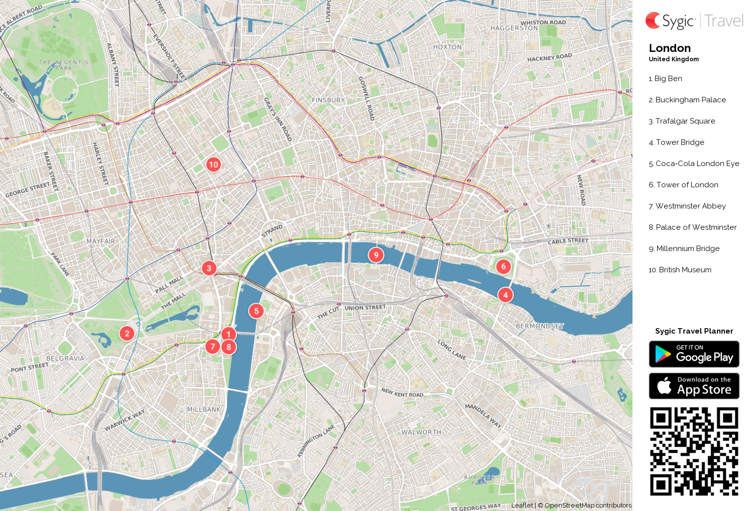 Printable Tourist Map Of London Attractions