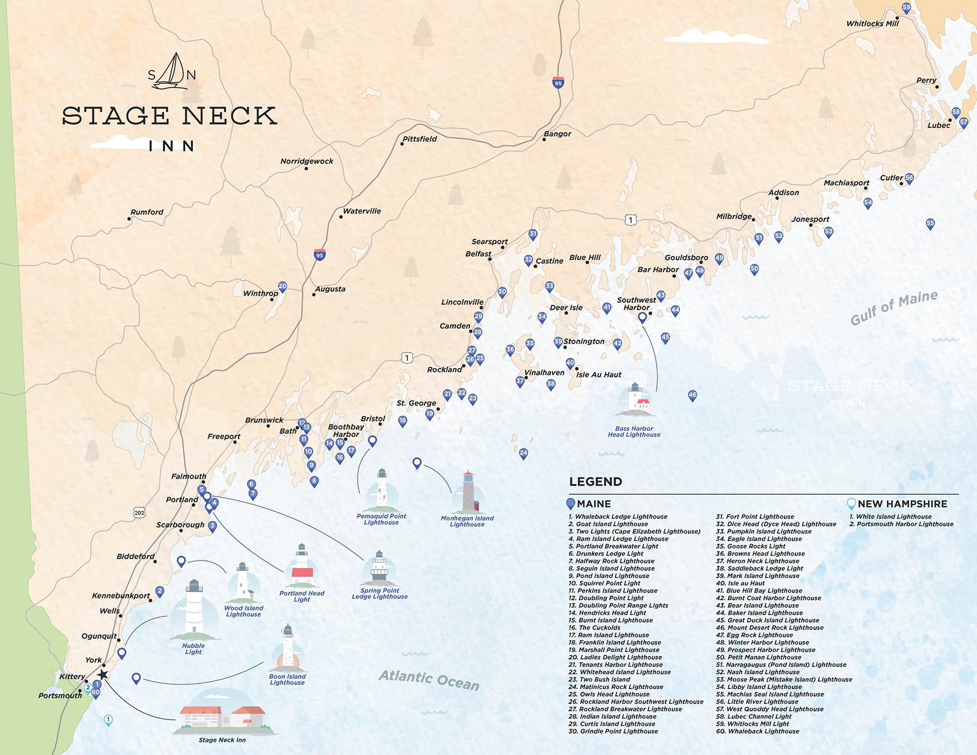 Printable Map Of Maine Lighthouses