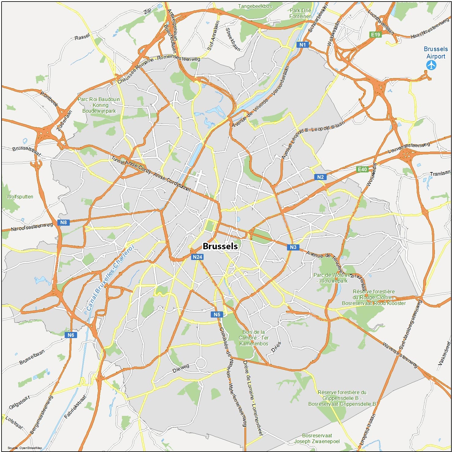Printable Street Map Of Brussels