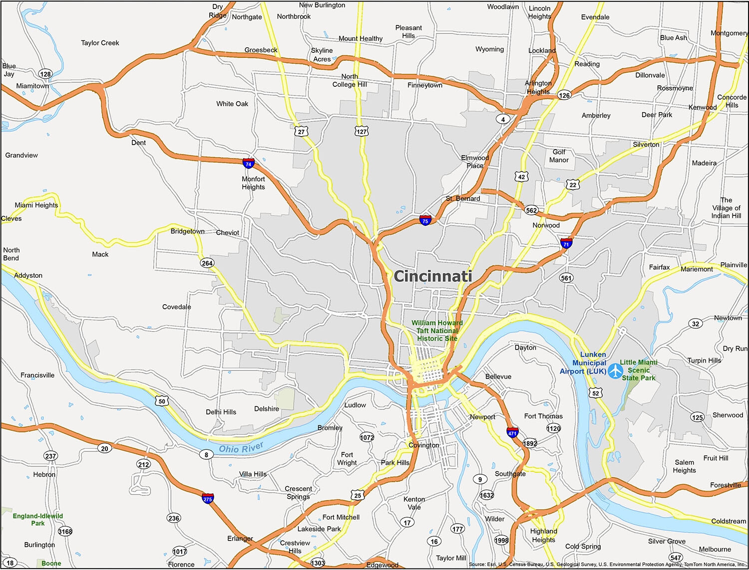 Printable Greater Cincinnati Map