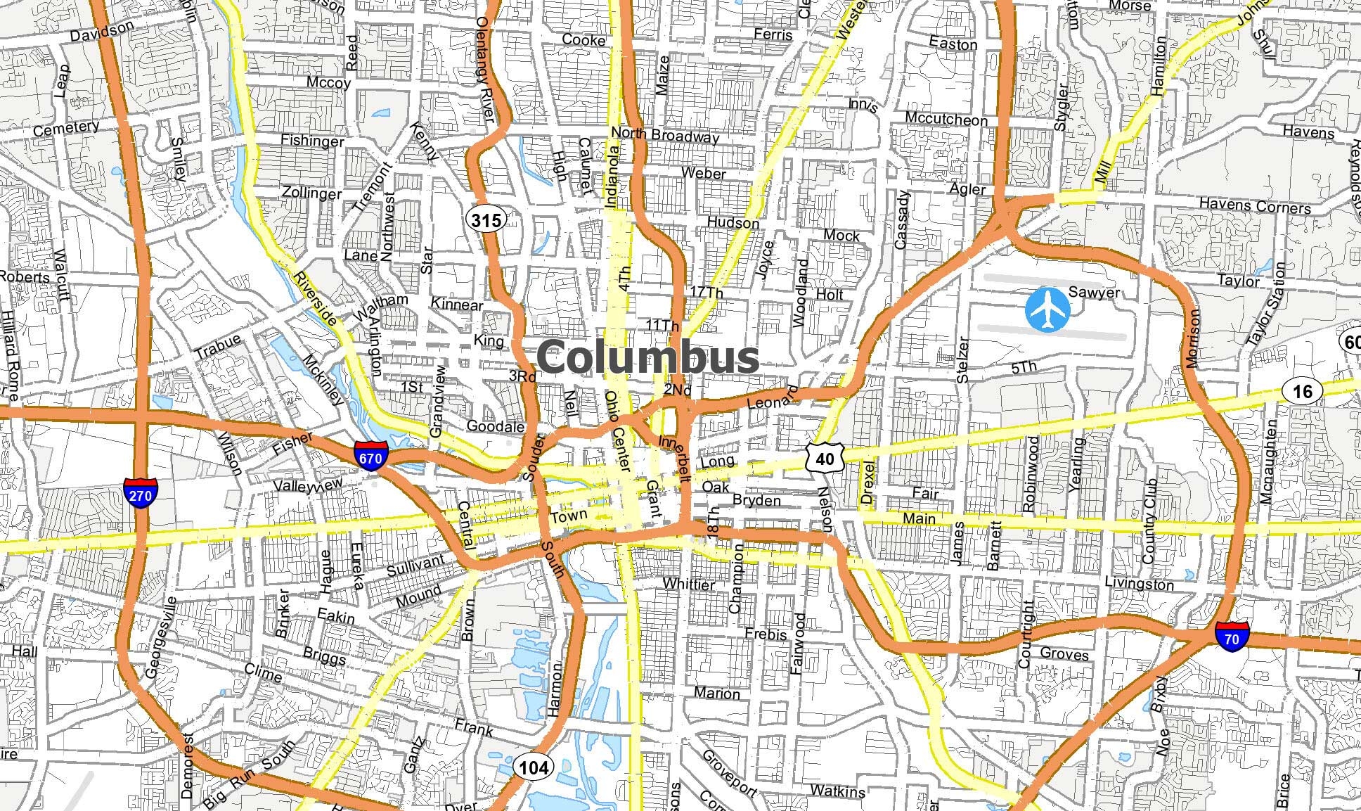 Printable Map Downtown Columbus Ohio