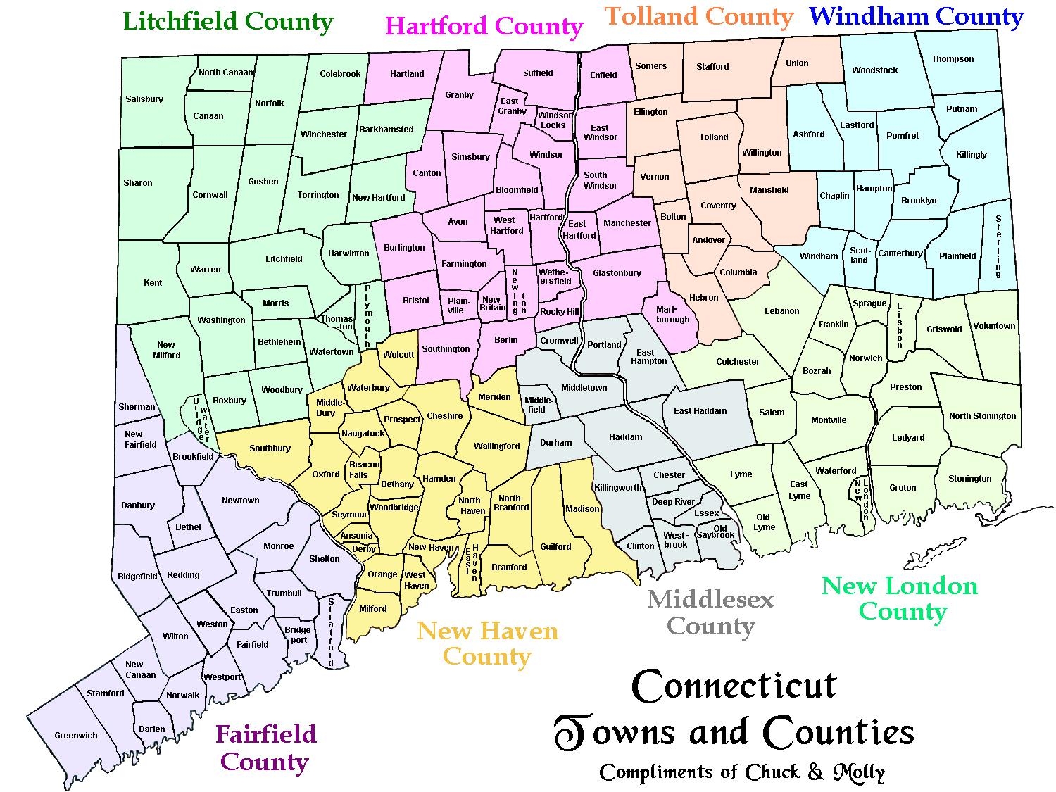 Connecticut County Map Printable
